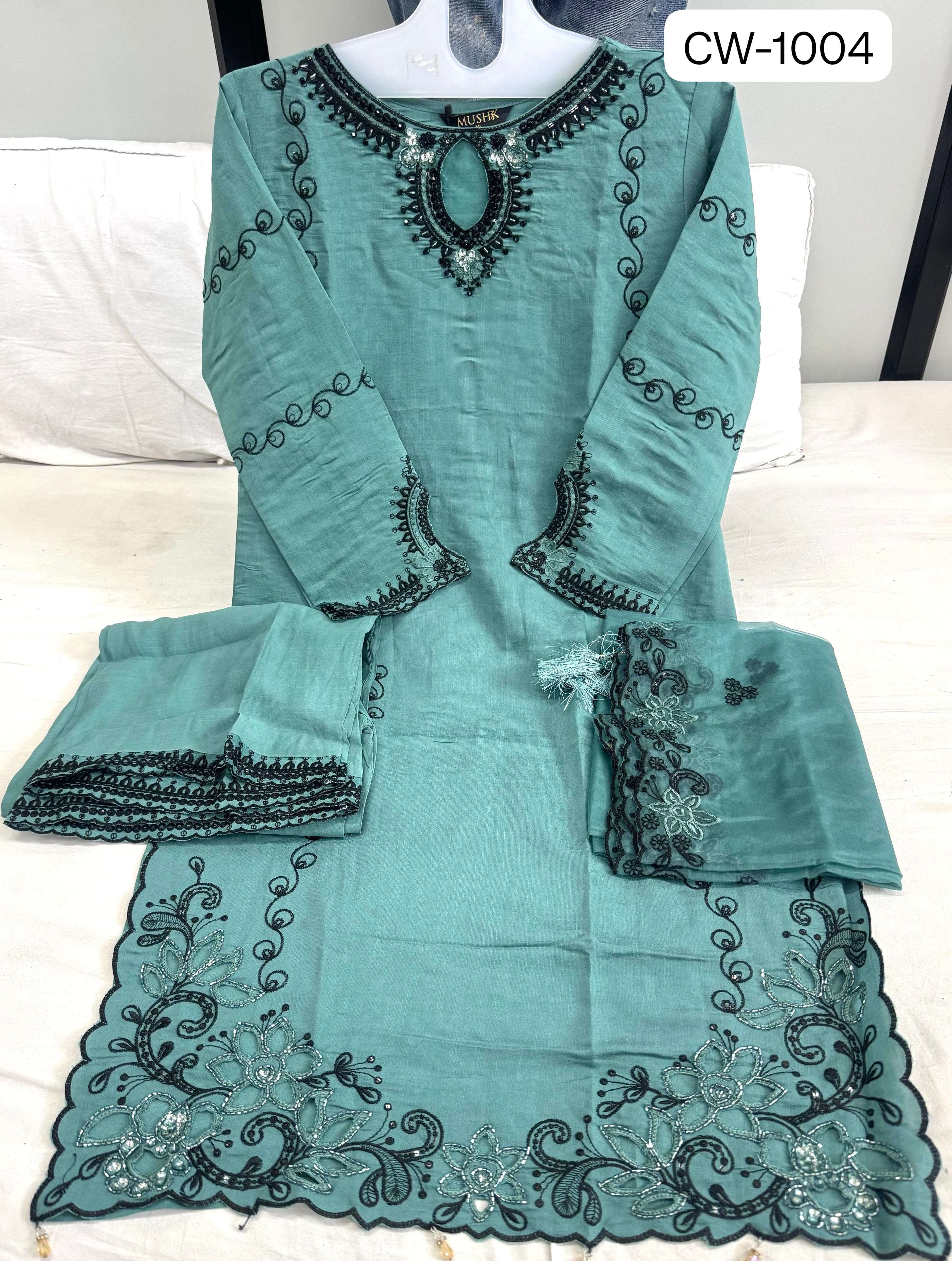 CW-1004 COLOURS BY MUSHK RAGGA ROMAN SILK WORK READYMADE DRESSES