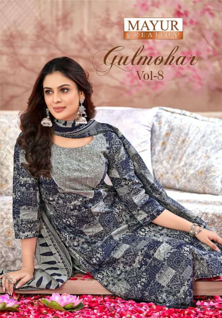 GULMOHAR VOL-8 BY MAYUR CREATION 8001 TO 8010 SERIES COTTON PRINT DRESSES