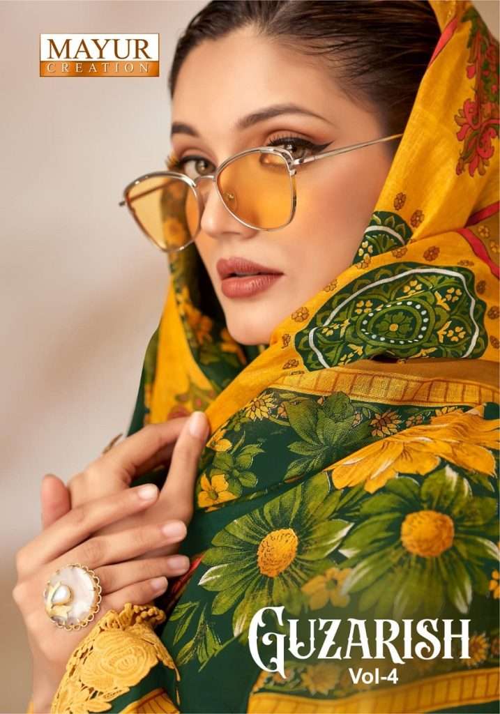 GUZARISH VOL-4 BY MAYUR CREATION 4001 TO 4008 SERIES COTTON WORK DRESSES