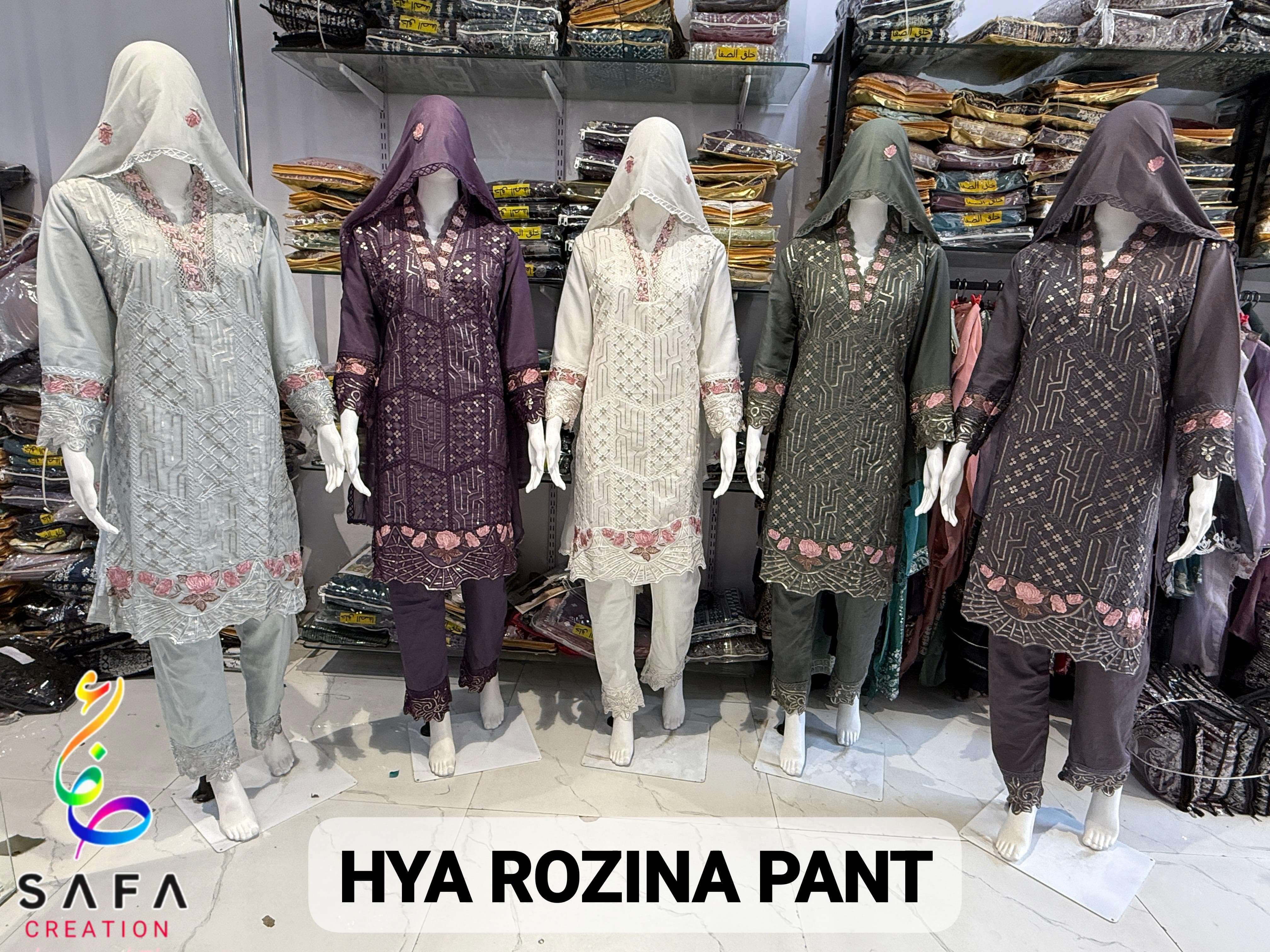 HAYA-ROZINA BY AQSAWHOLESALE GEORGETTE HEAVY WORK READYMADE DRESSES