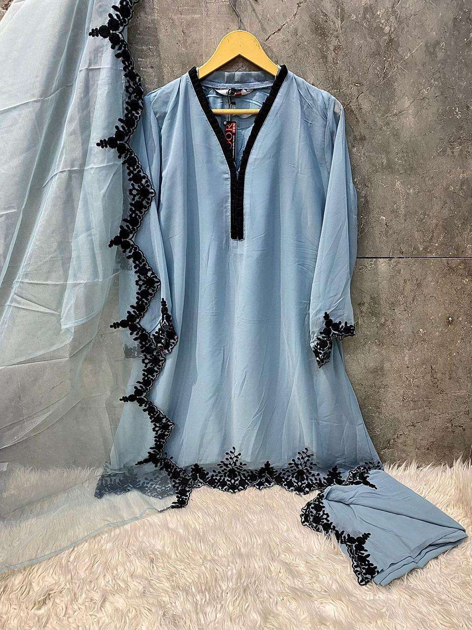 HF-100 COLOURS BY HOOR TEX HEAVY GEORGETTE WORK READYMADE DRESSES