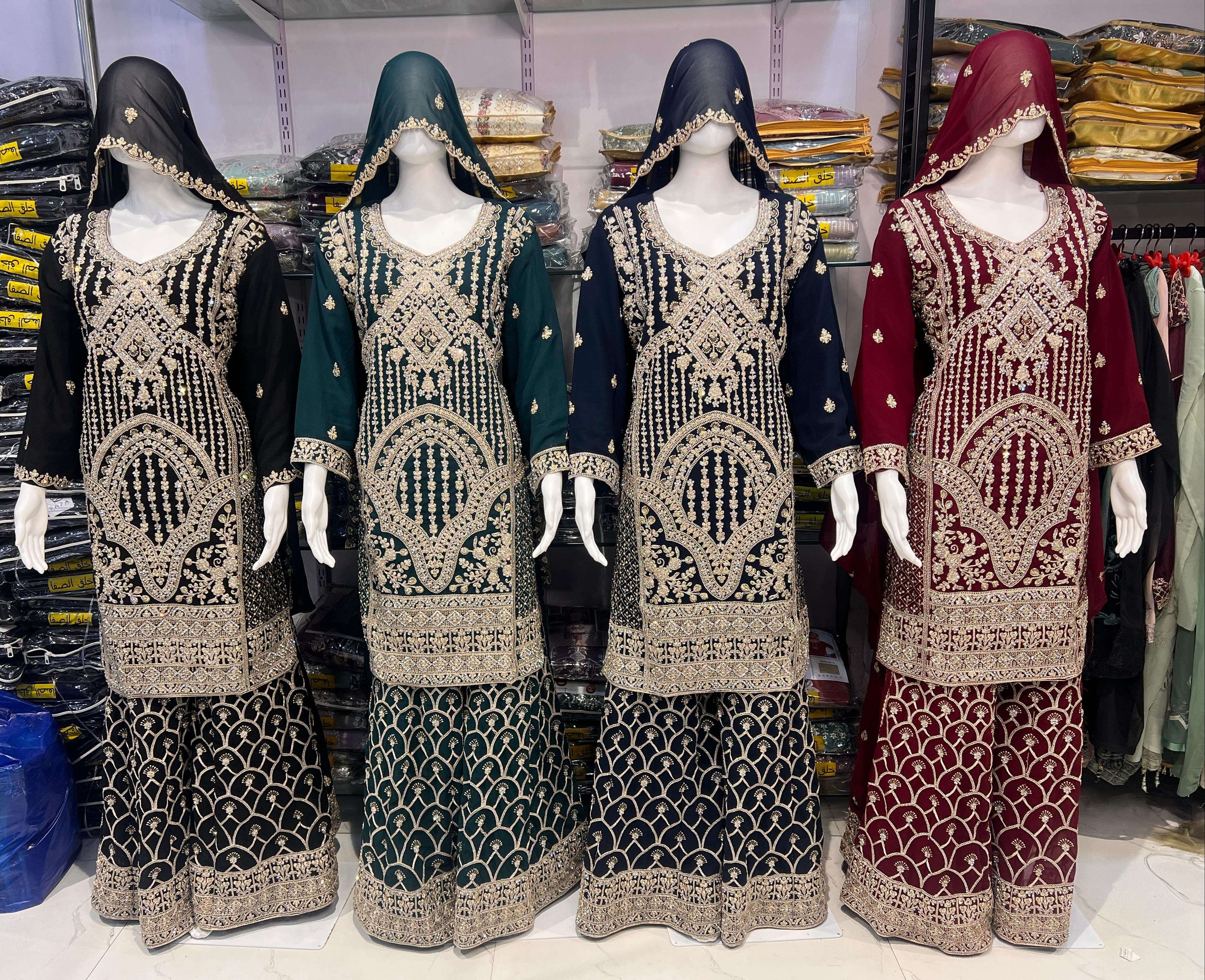 HUMERA RUSSIAN PLAZZO BY AQSAWHOLESALE GEORGETTE HEAVY WORK DRESSES