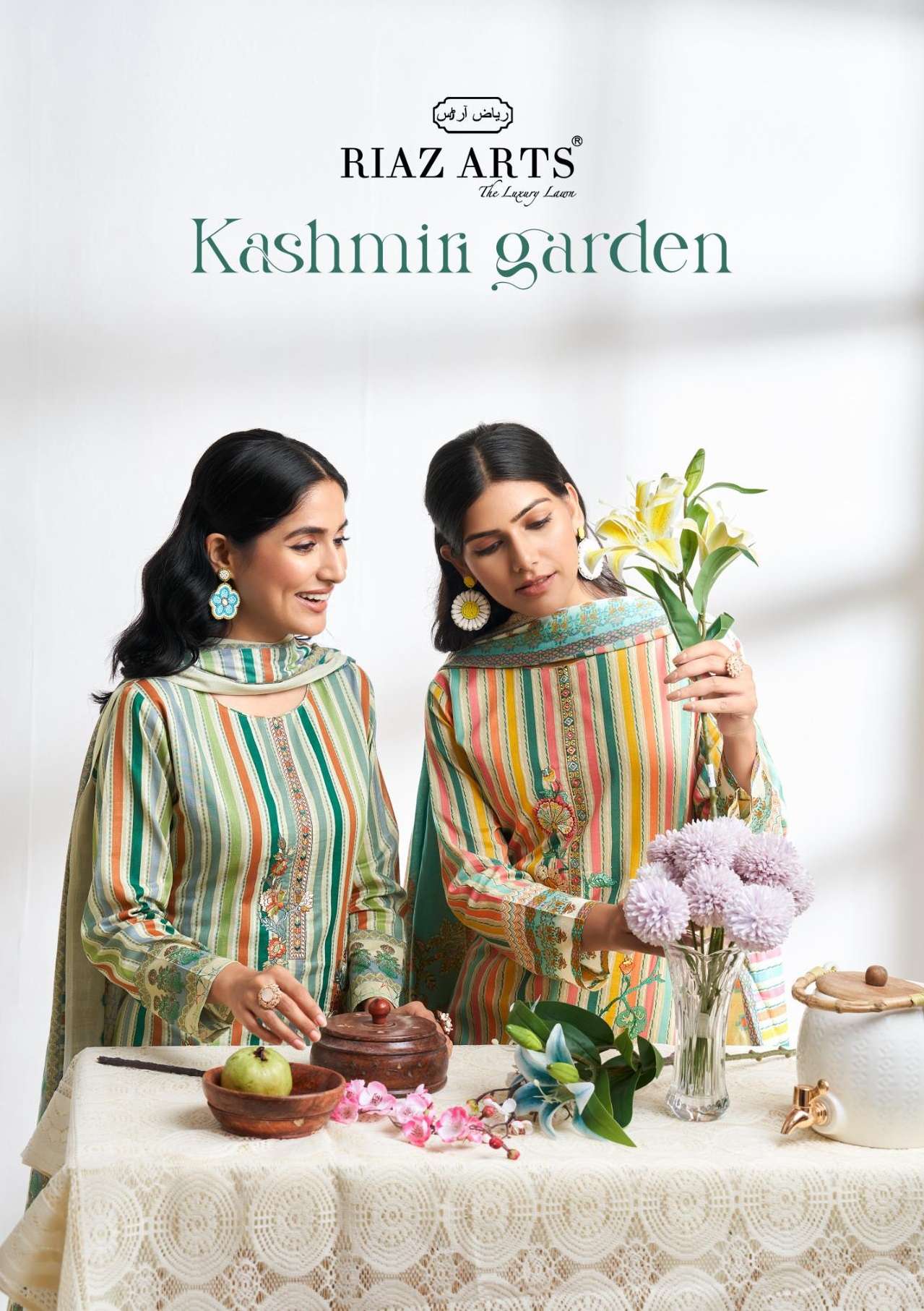 KASHMIRI GARDEN BY RIAZ ARTS 3301 TO 3305 SERIES VISCOSE COTTON WORK DRESSES