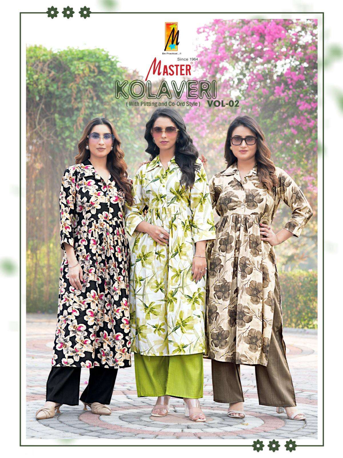 KOLAVERI VOL-2 BY MASTER 201 TO 208 SERIES VERTICAN PRINT KURTI & PANTS