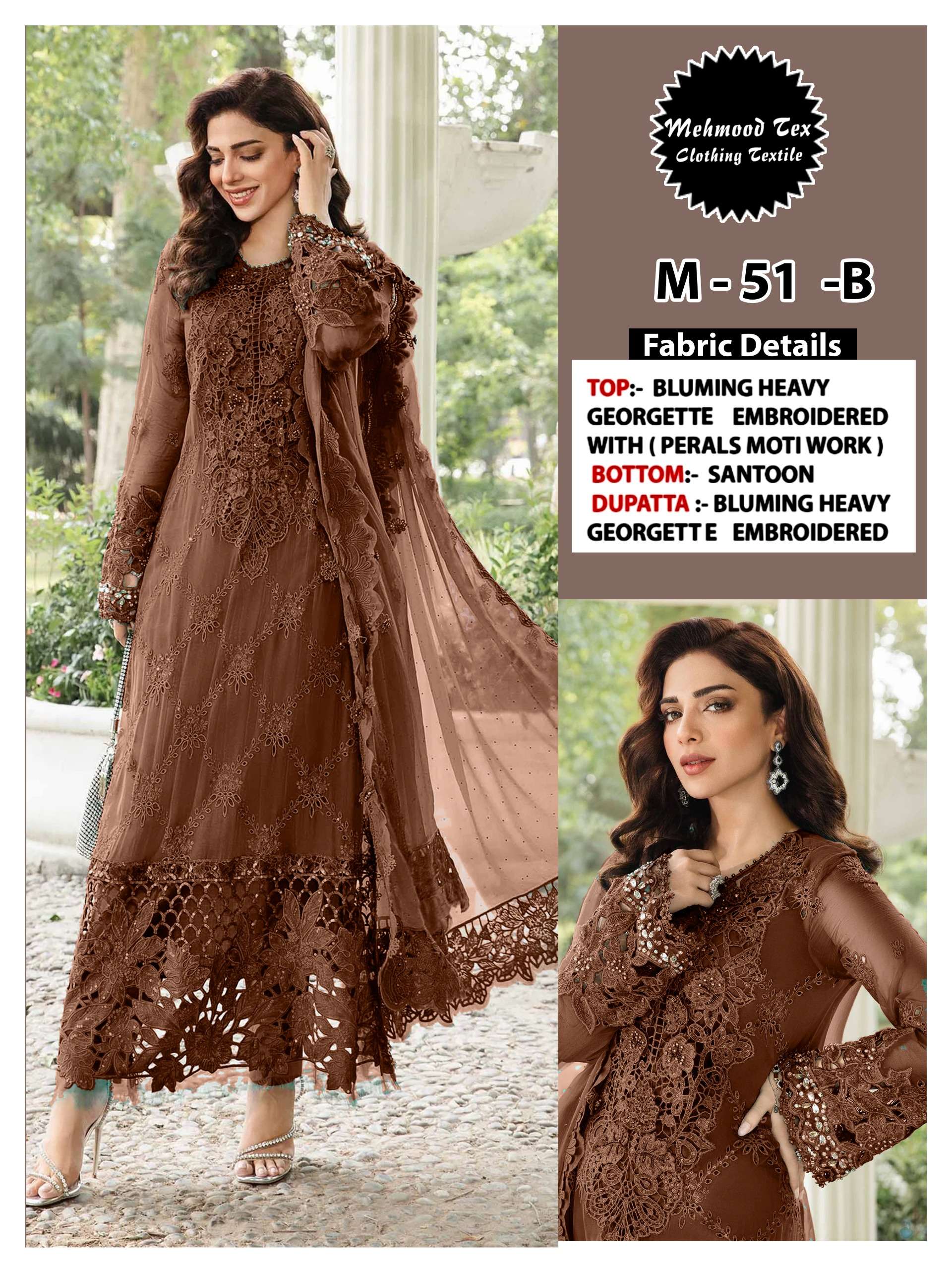 M-51 B BY MEHBOOB TEX GEORGETTE EMBROIDERY WORK PAKISTANI DRESS
