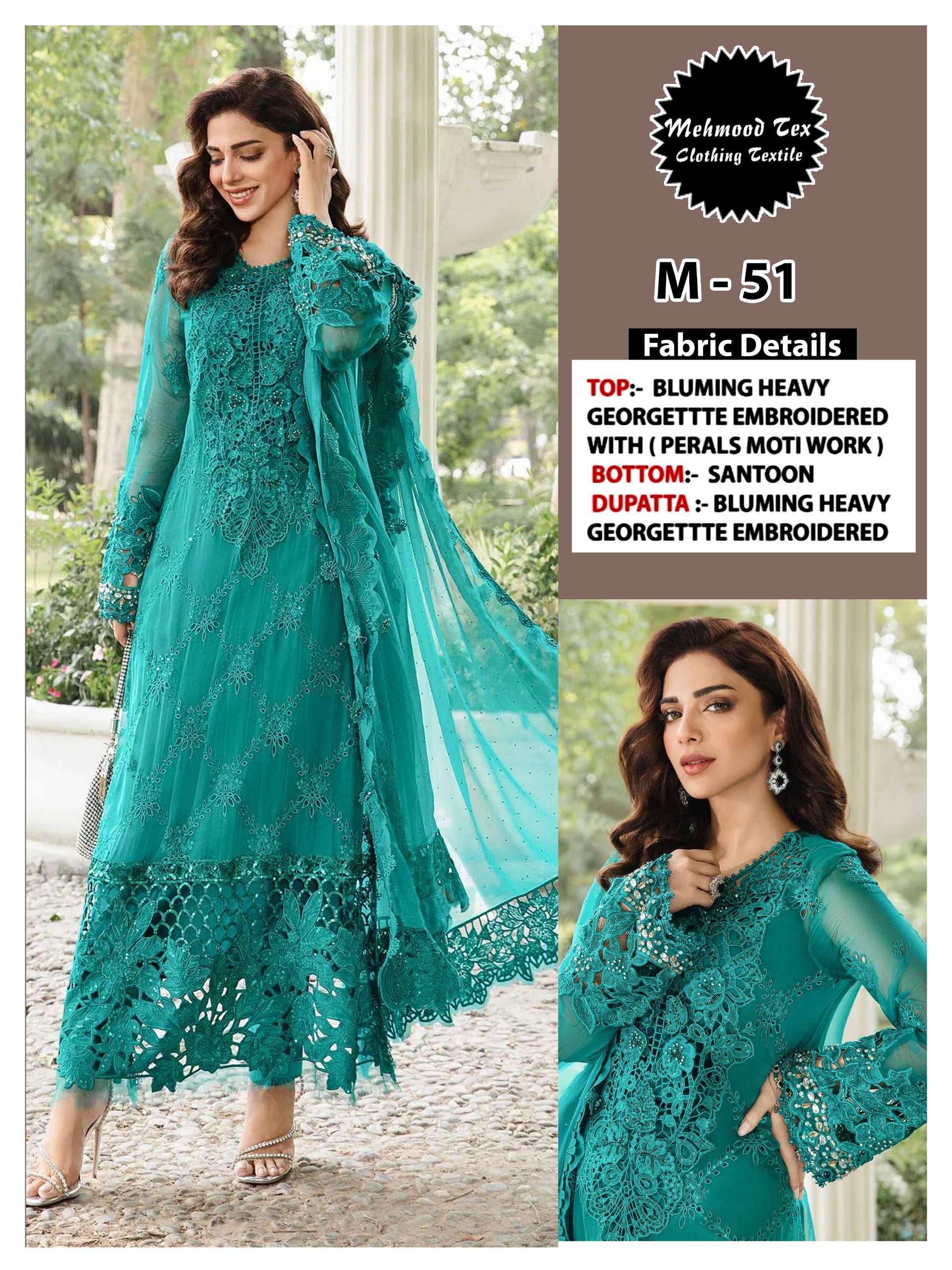 M-51 HIT DESIGN BY MEHBOOB TEX GEORGETTE EMBROIDERY WORK PAKISTANI DRESS