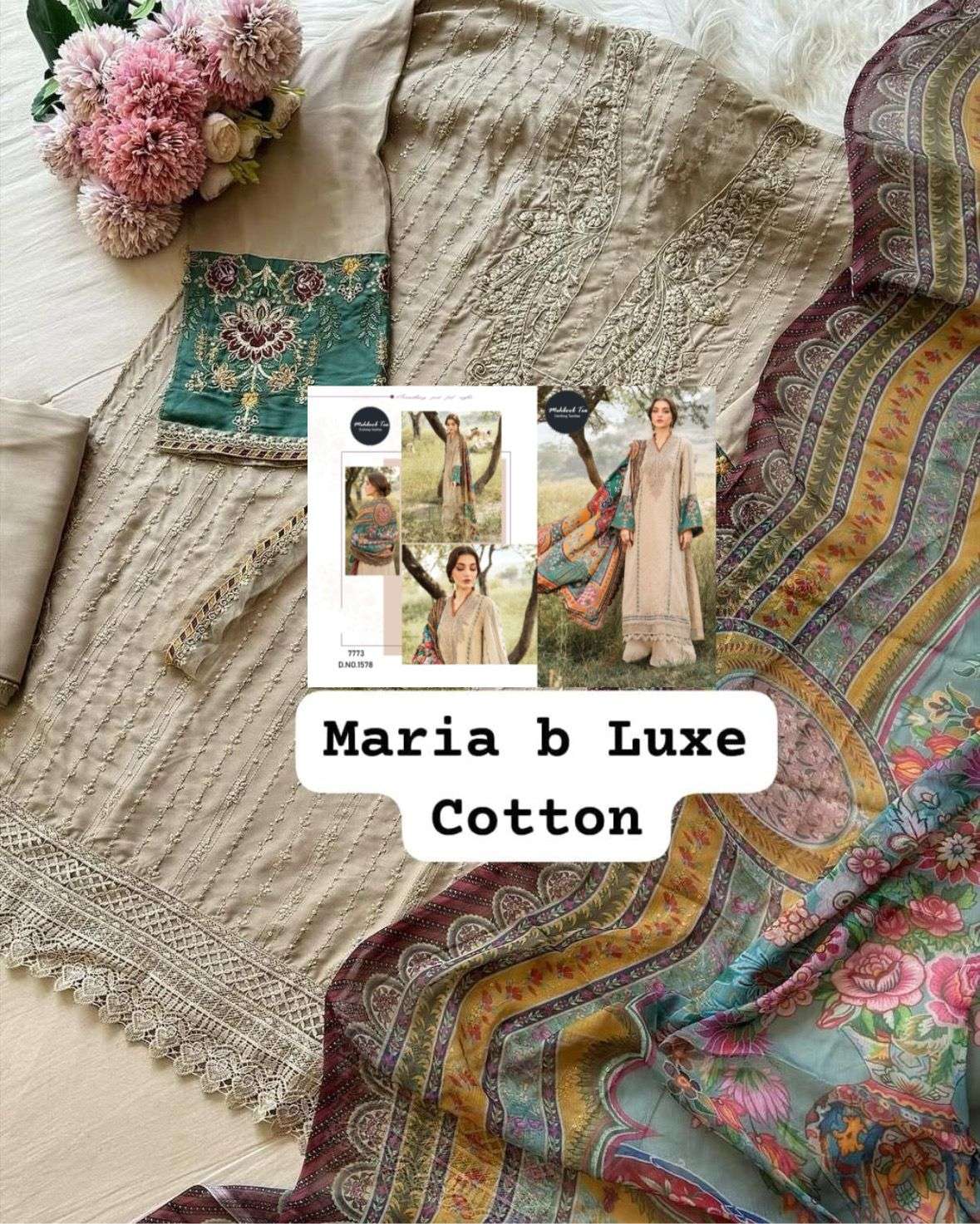 MARIA B 1578 BY MEHBOOB TEX VISCOSE LAWN PRINT WORK PAKISTANI DRESS