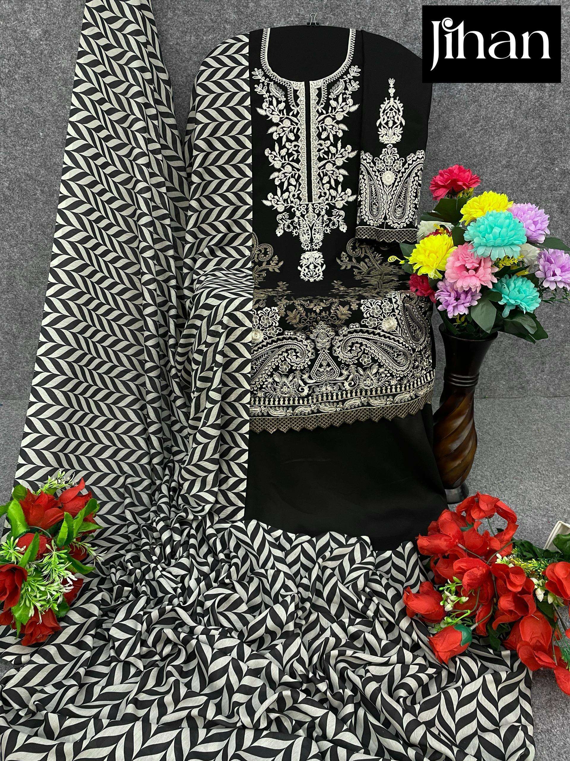 MARIYA.B. 3519 HITS BY JIHAN PURE COTTON PRINT WORK PAKISTANI DRESSES