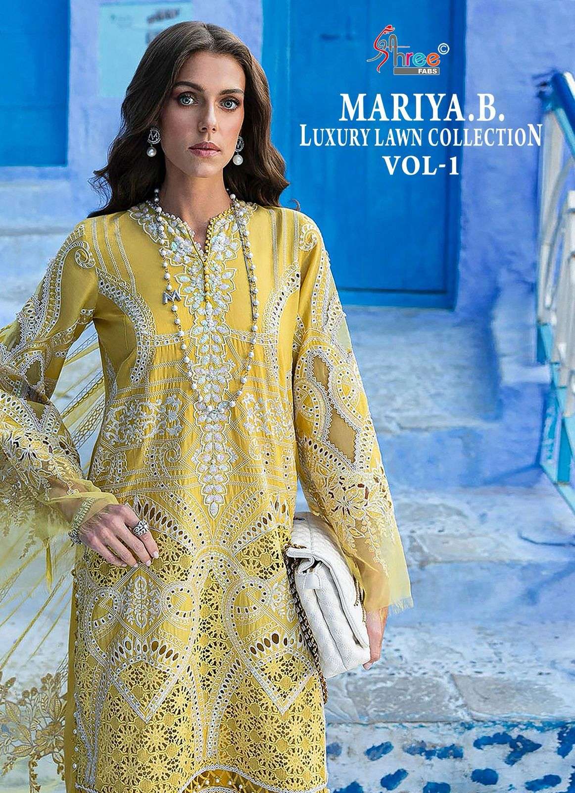 MARIYA.B. LUXURY LAWN COLLECTION BY SHREE FABS 3879 TO 3885 SERIES COTTON WORK DRESSES