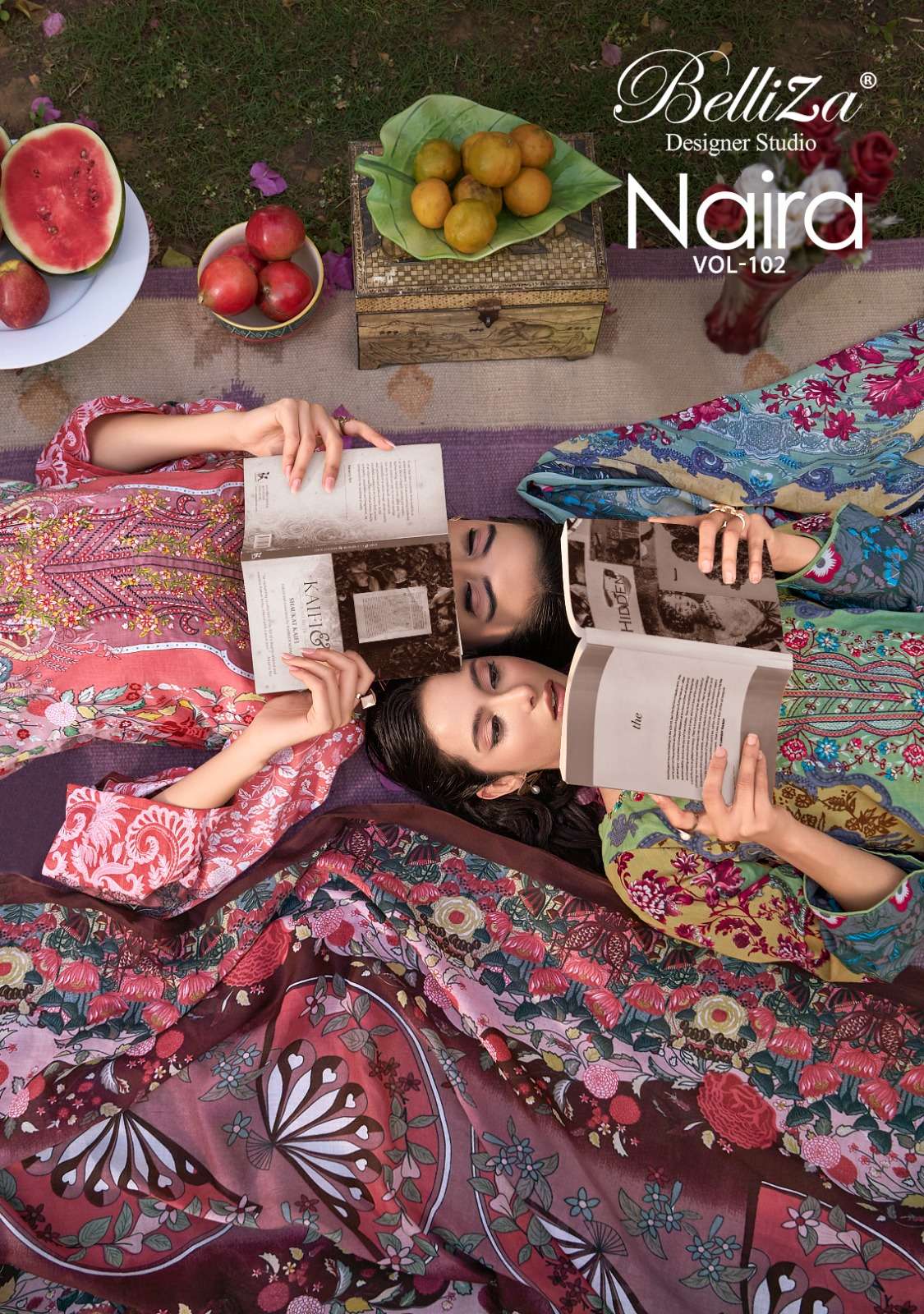 NAIRA VOL-102 BY BELLIZA 833-001 TO 833-008 SERIES COTTON PRINT WORK DRESSES