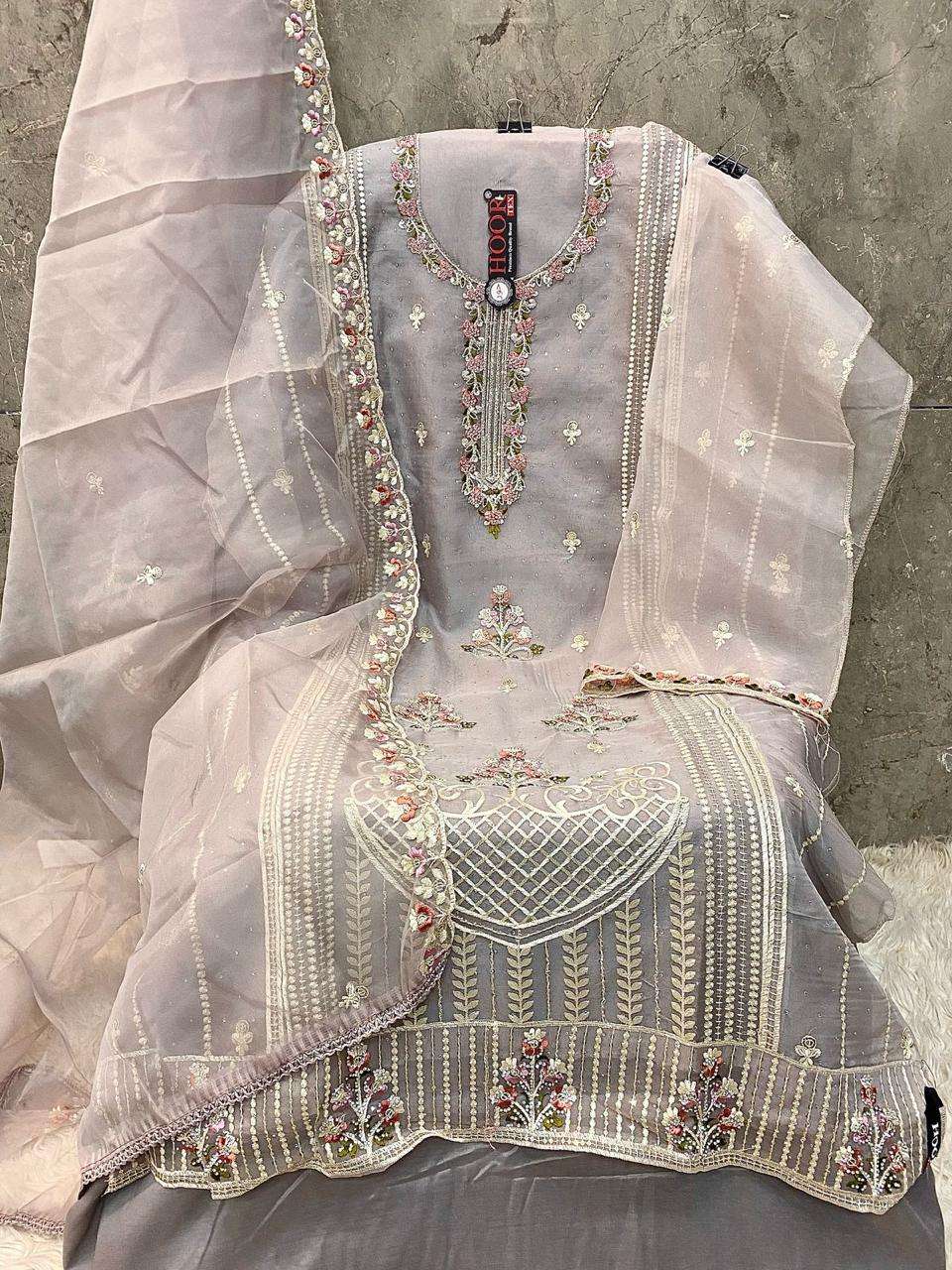 OR-77 COLOURS BY HOOR TEX HEAVY ORGANZA WORK PAKISTANI DRESSES