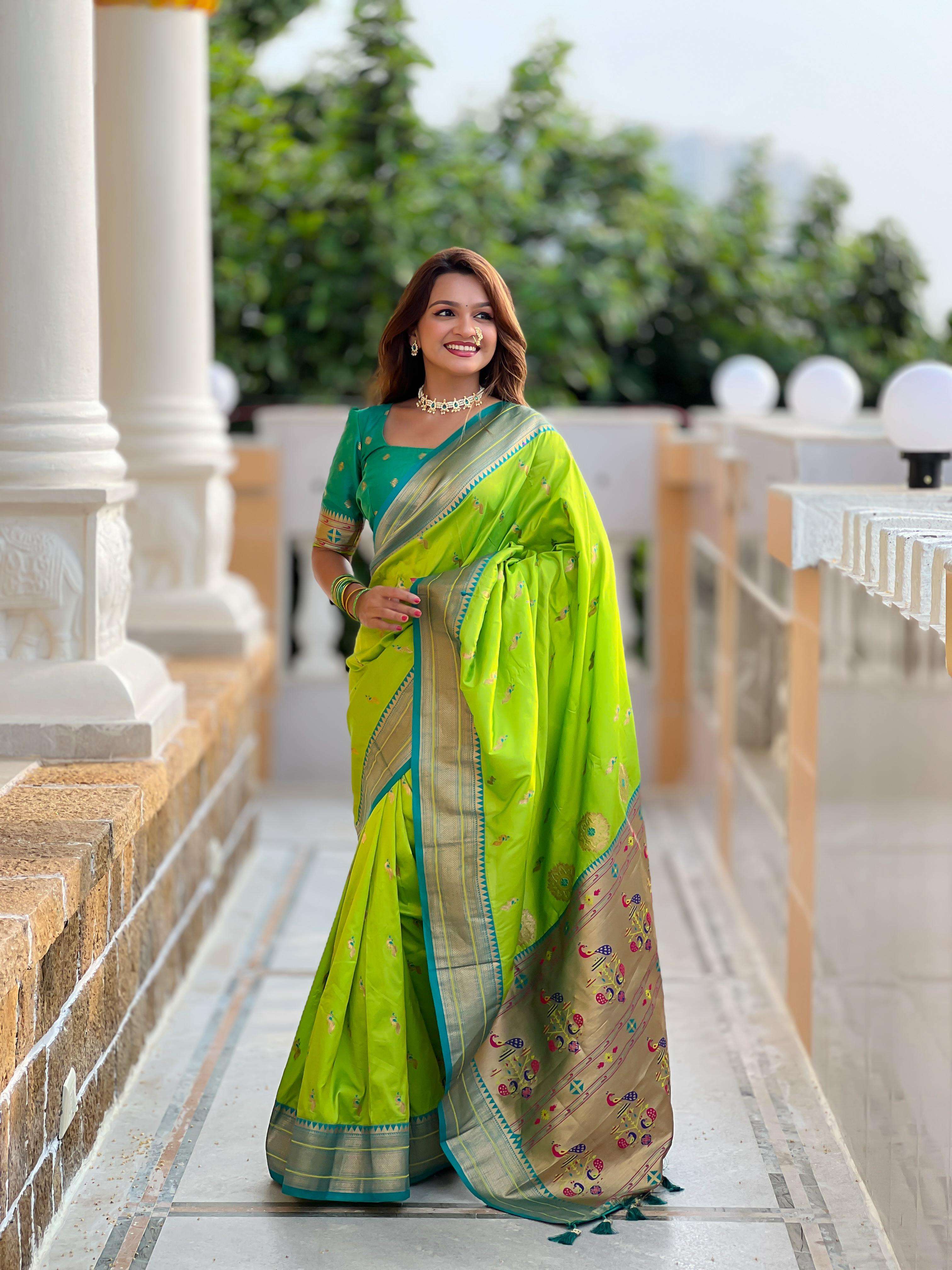 PEACOCK PAITHANI BY AQSAWHOLESALE SOFT PETHANI ZARI WORK SAREES