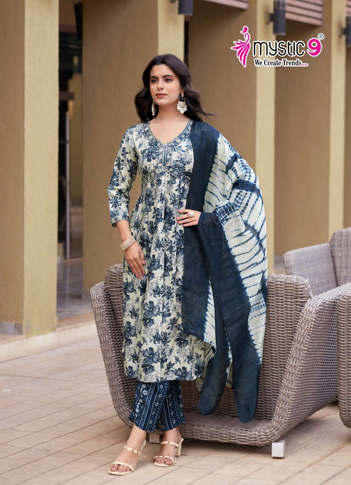 POOJA VOL-10 BY MYSTIC9 10001 TO 10008 SERIES RAYON PRINT WORK READYMADE DRESSES