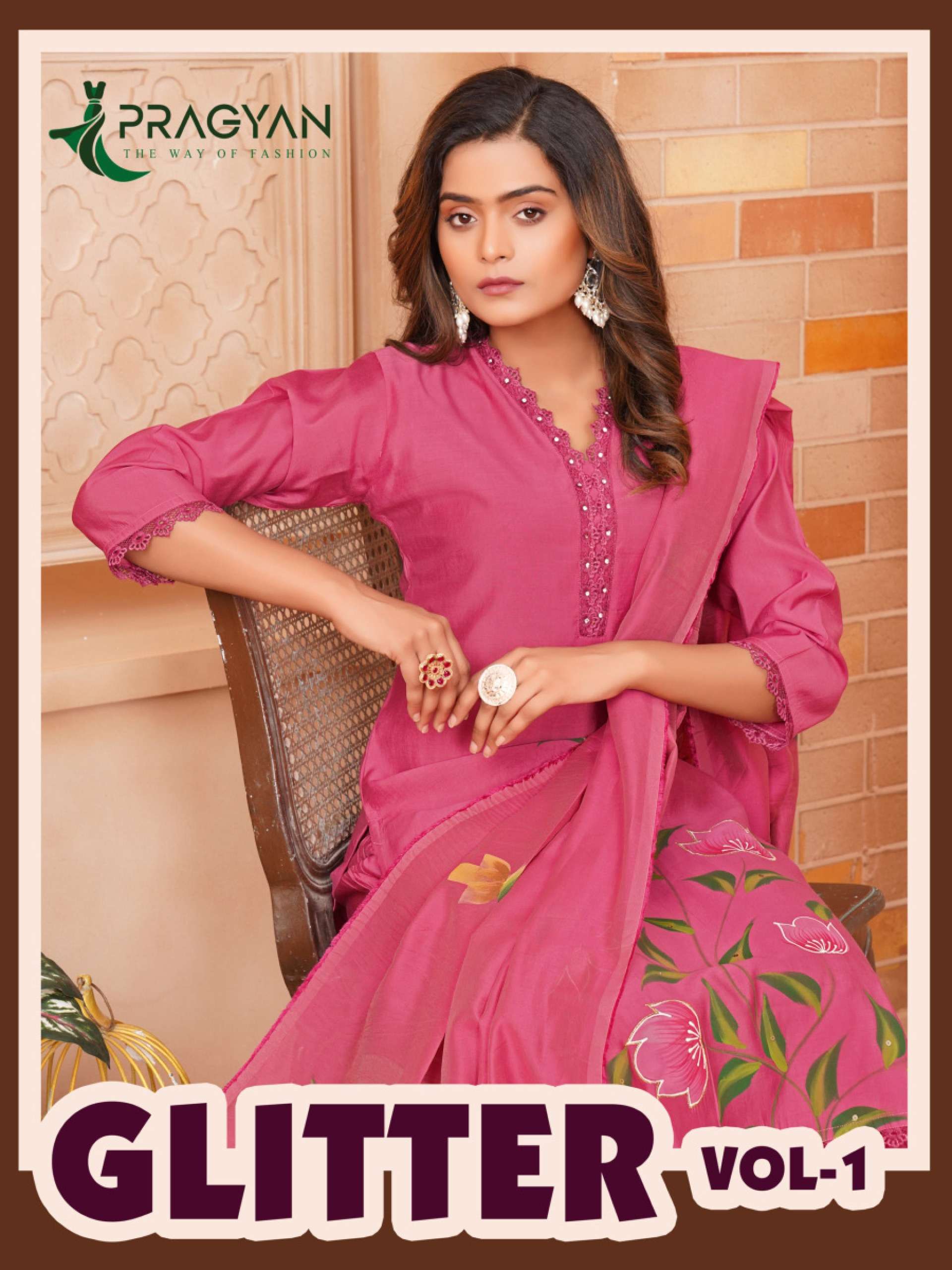 PRAGYAN GLITTER BY AQSAWHOLESALE ROMAN SILK WORK READYMADE DRESSES