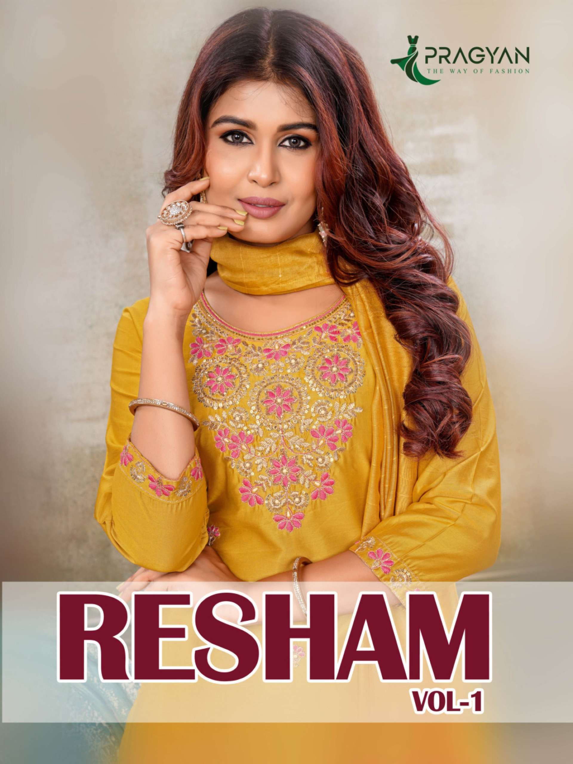 PRAGYAN RESHAM BY AQSAWHOLESALE CHANDERI WORK READYMADE DRESSES