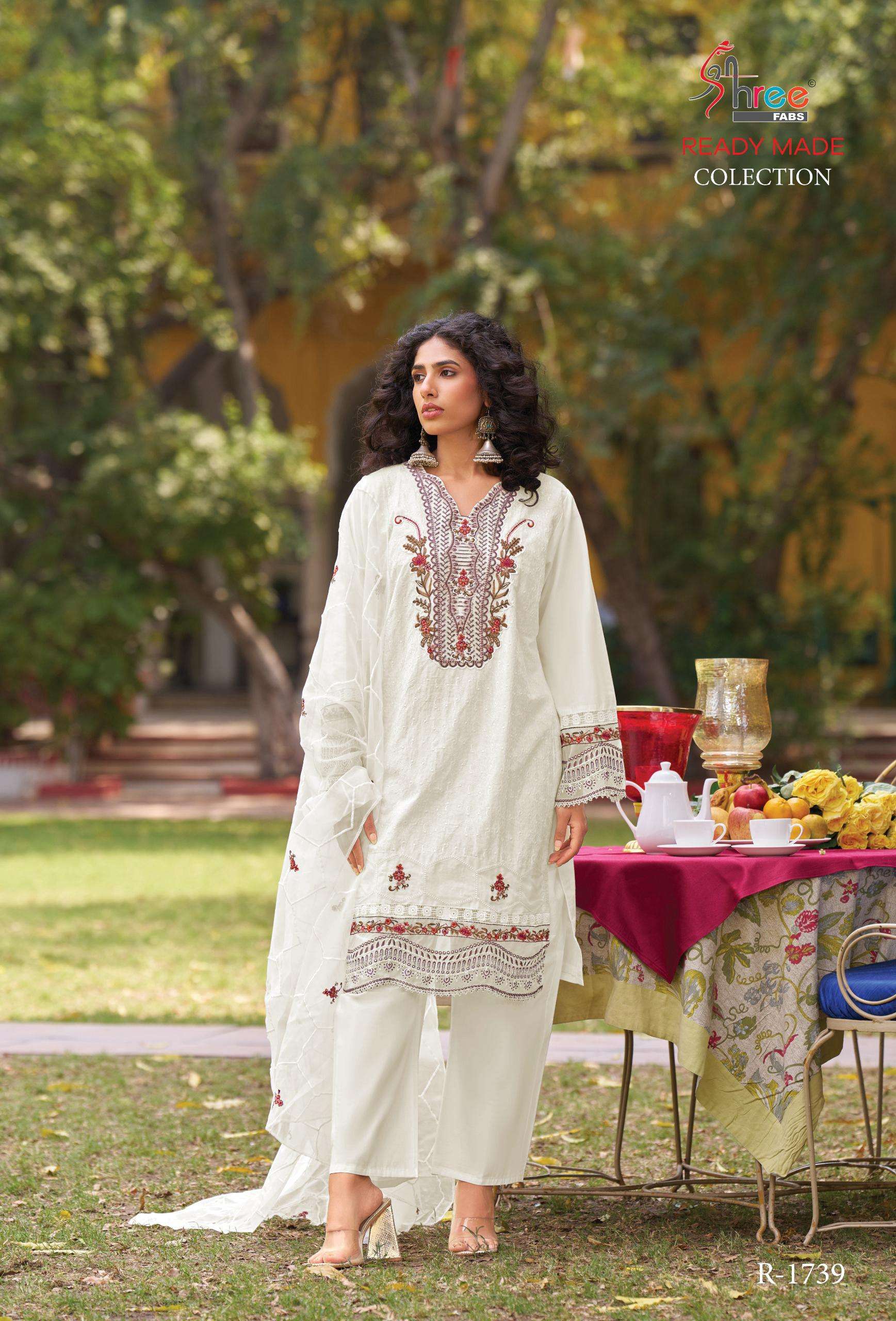 R-1739 COLOURS BY SHREE FABS COTTON EMBROIDERED READYMADE DRESSES