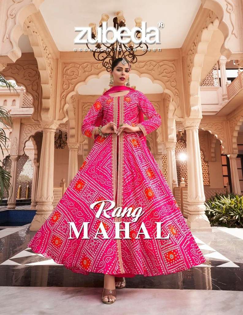 RANG MAHAL BY ZUBEDA 478 TO 483 SERIES CHINON SILK WORK READYMADE DRESSES