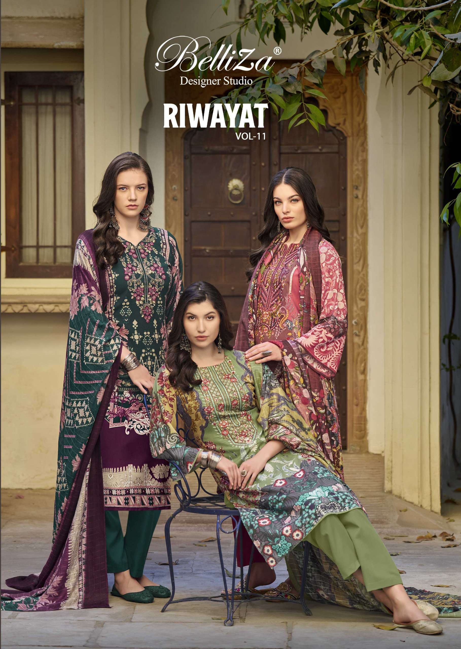 RIWAYAT VOL-11 BY BELLIZA 837-001 TO 837-008 SERIES RAYON PRINT WORK DRESSES