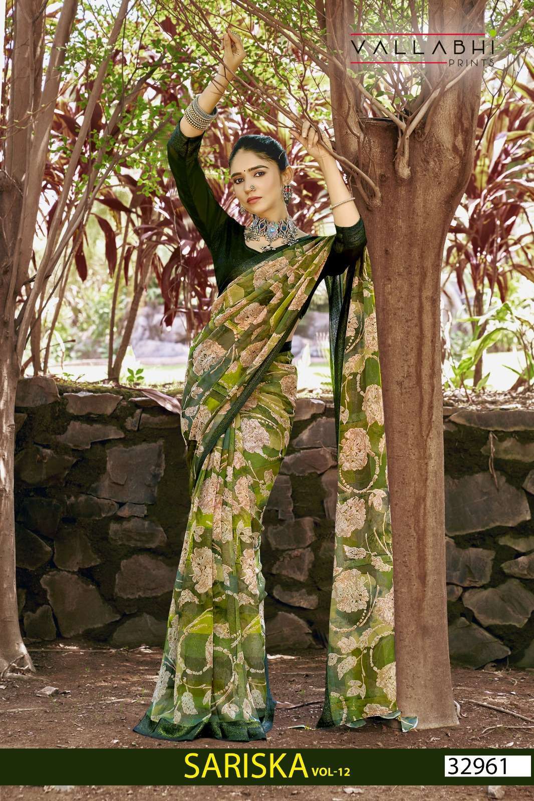 SARISKA VOL-12 BY VALLABHI PRINTS 32961 TO 32966 SERIES GEORGETTE PRINT SAREES