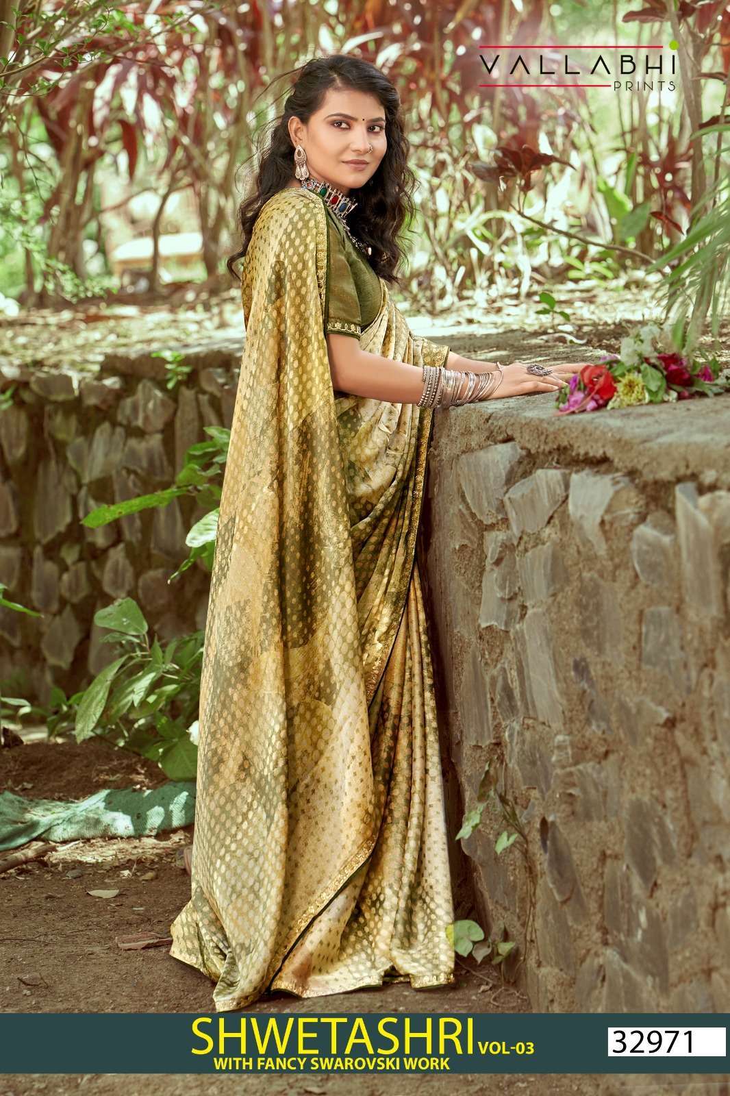 SHWETASHRI VOL-3 BY VALLABHI PRINTS 32971 TO 32976 SERIES CHIFFON PRINT SAREES
