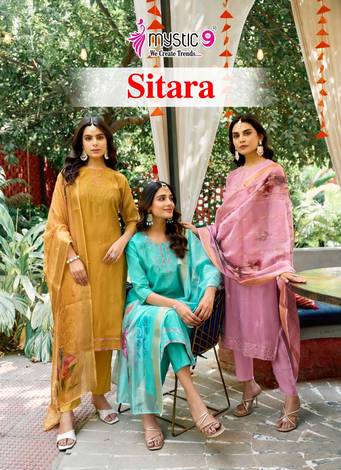 SITARA BY MYSTIC9 1001 TO 1008 SERIES ROMAN SILK WORK READYMADE DRESSES