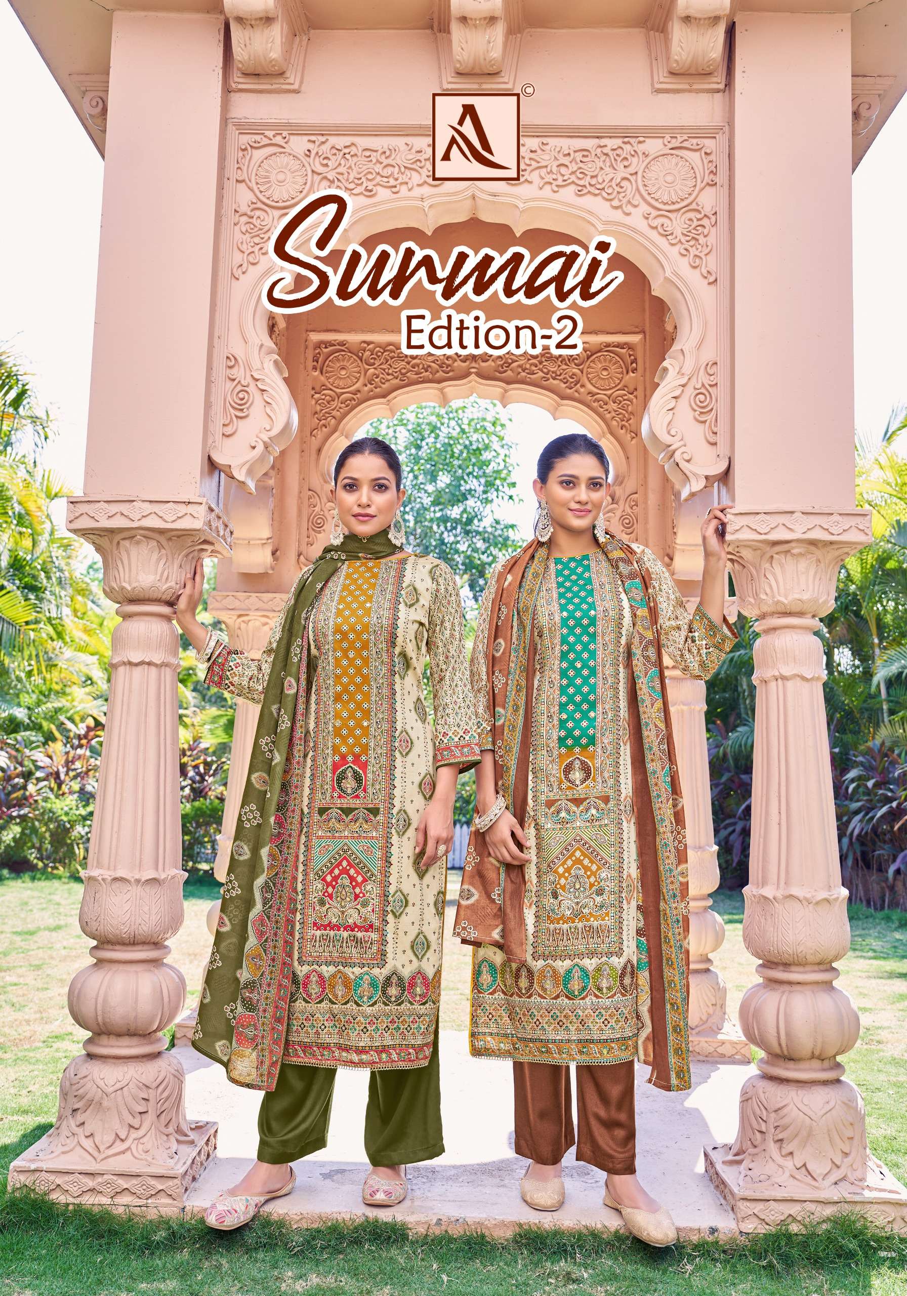 SURMAI VOL-2 BY ALOK SUIT ZAM PRINT HAND WORK PAKISTANI DRESSES
