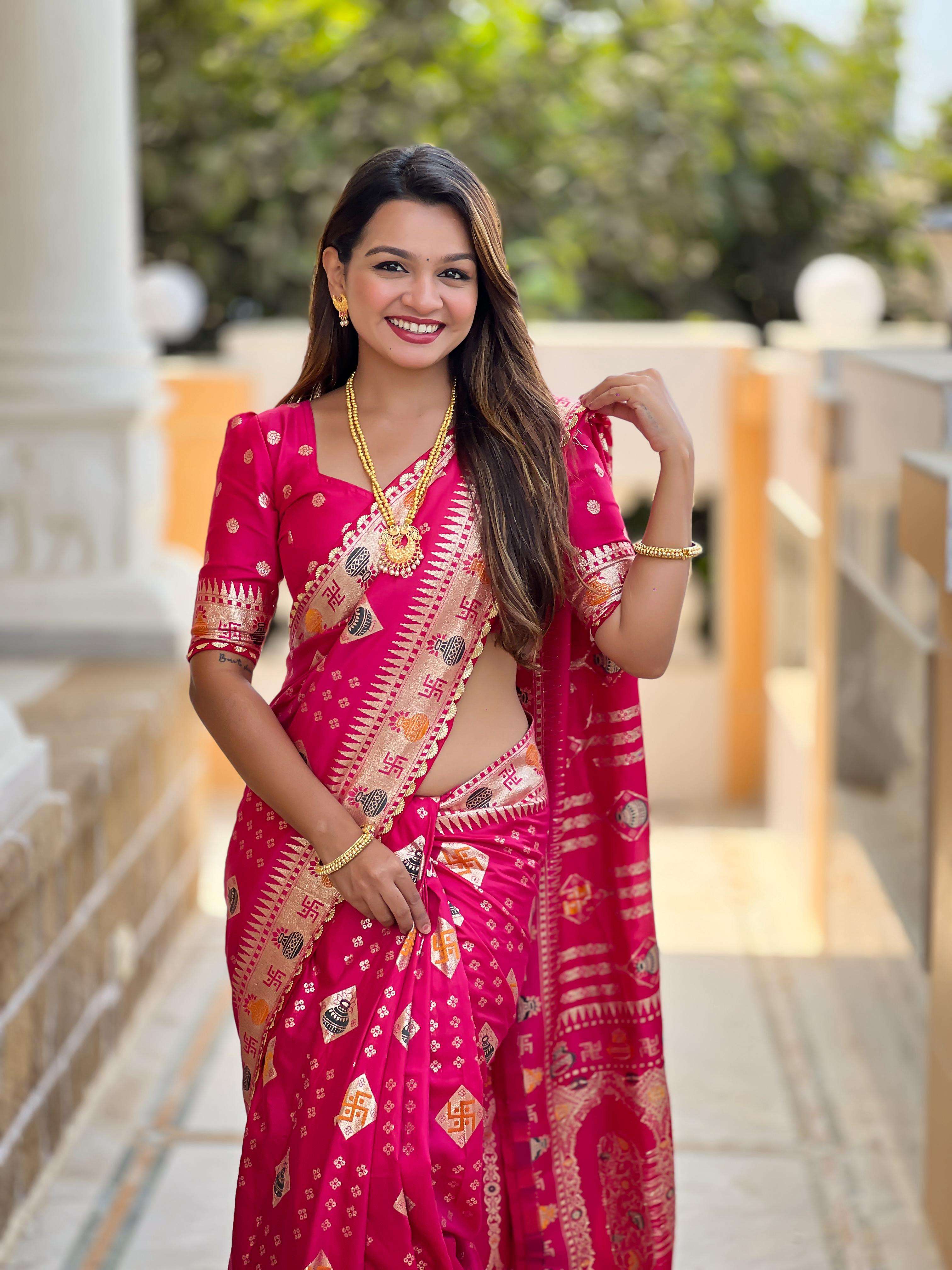 SWASTIK BY AQSAWHOLESALE PURE VISCOSE DOLLA SILK FESTIVE SAREES