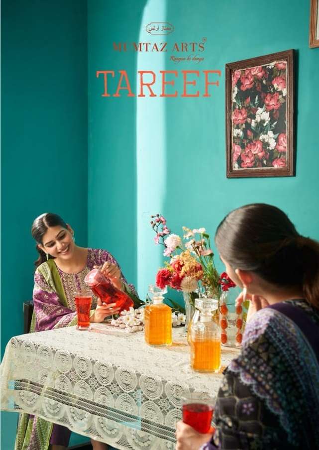 TAREEF BY MUMTAZ ARTS 6601 TO 6606 SERIES SATIN PRINT WORK DRESSES