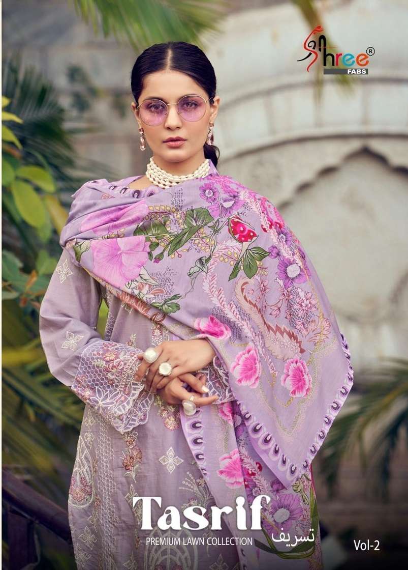 TASRIF VOL-2 BY SHREE FABS PURE COTTON EMBROIDERY WORK PAKISTANI DRESSES