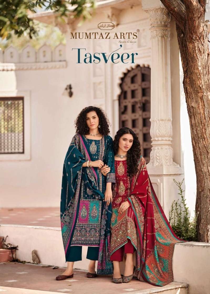 TASVEER BY MUMTAZ ARTS VISCOSE MUSLIN EMBROIDERED DRESSES