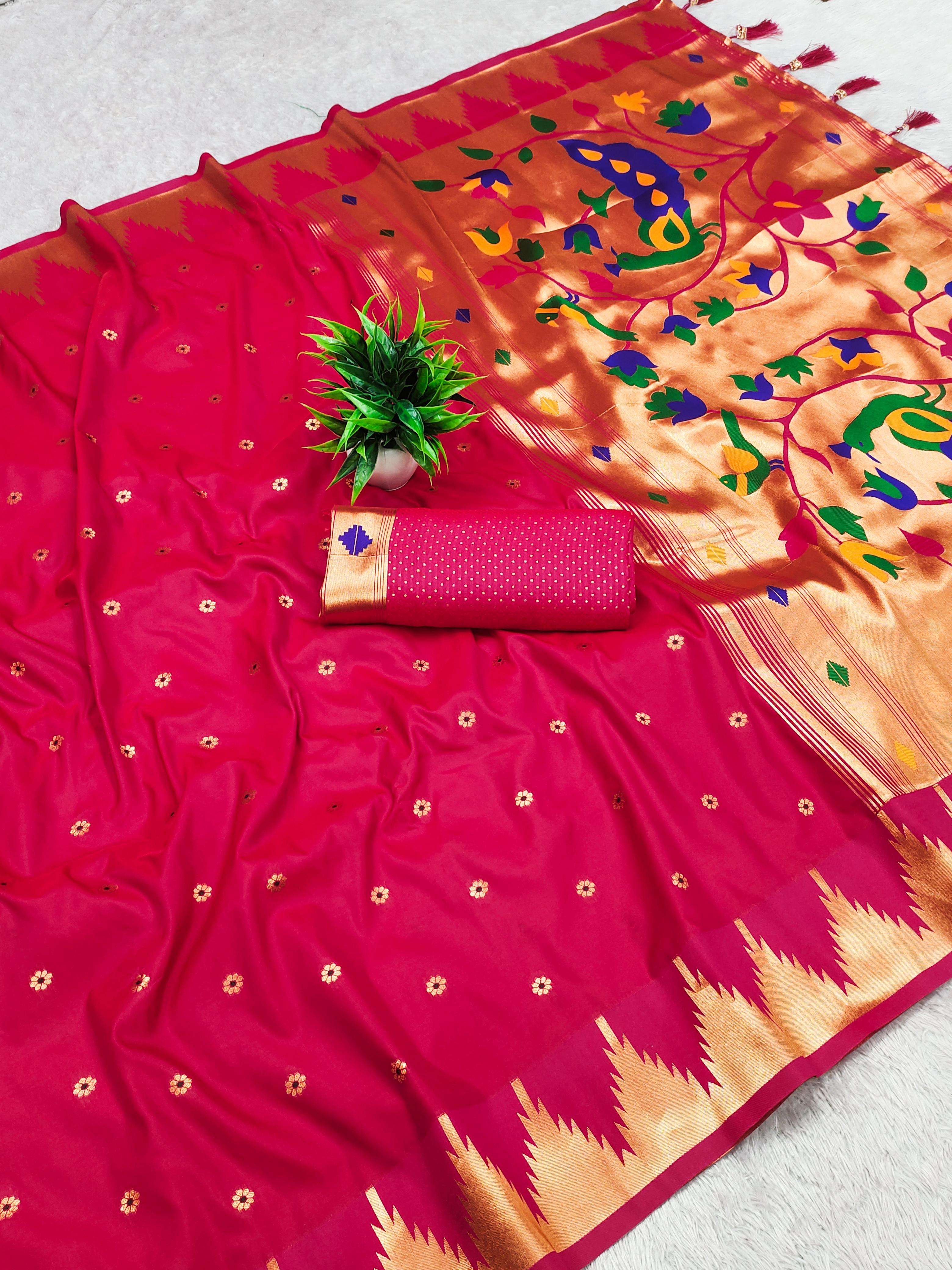 TEMPLE PAITHANI BY AQSAWHOLESALE SOFT PAITHANI SILK FESTIVE SAREES