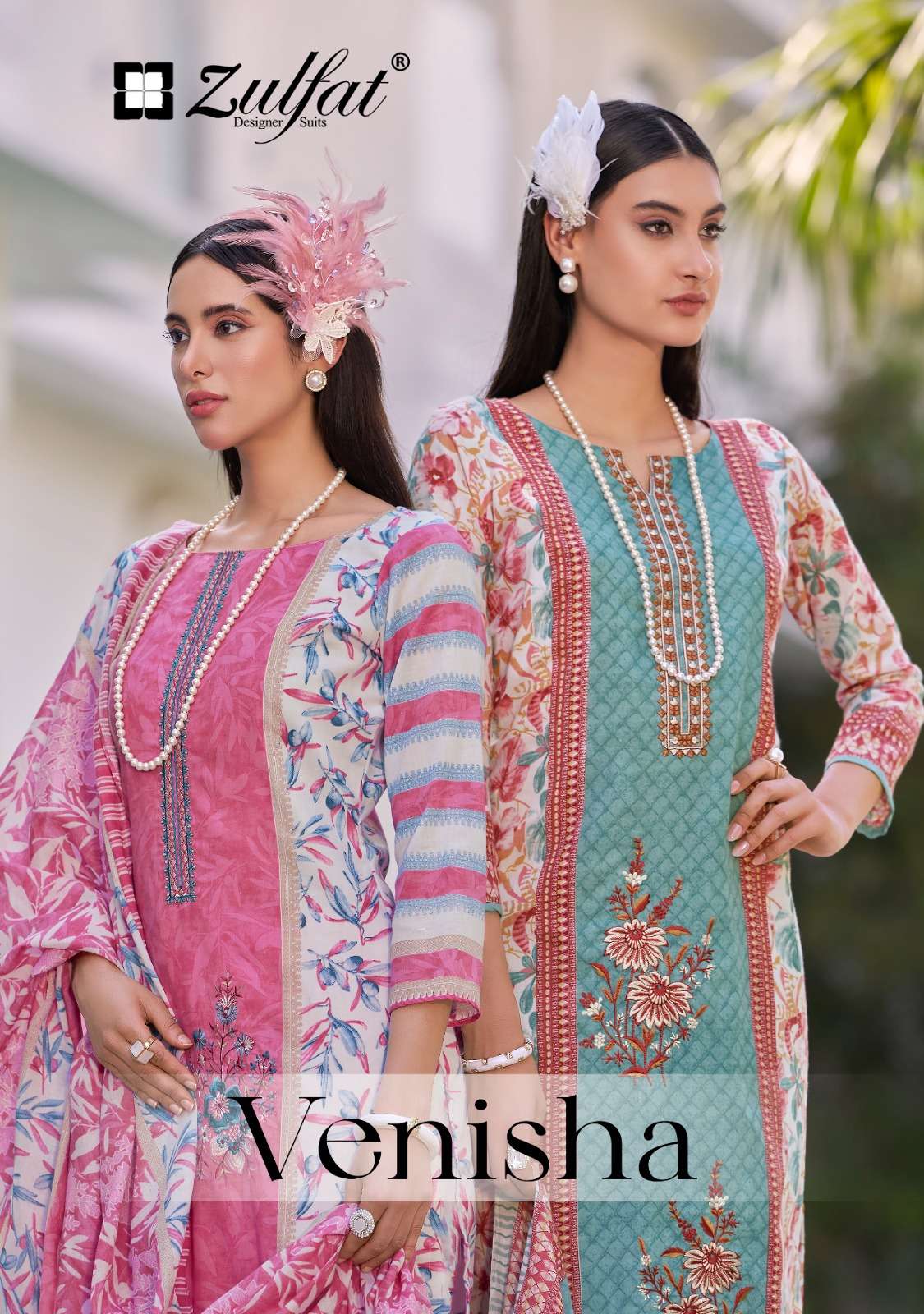 VENISHA BY ZULFAT 657-001 TO 657-008 SERIES COTTON EMBROIDERED DRESSES