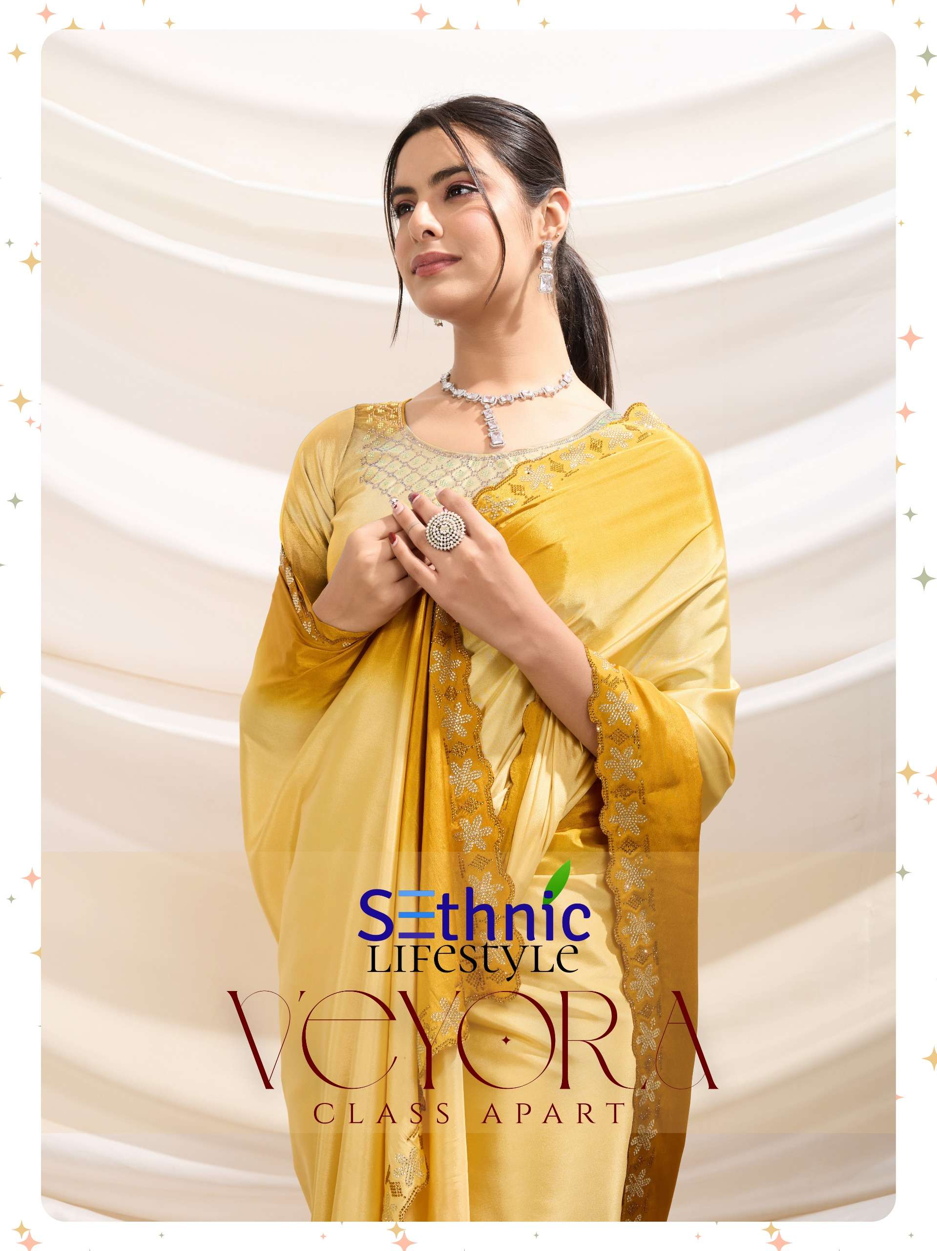 VEYORE BY SETHNIC LIFESTYLE 77001 TO 77003 SERIES CREPE STONE WORK SAREES