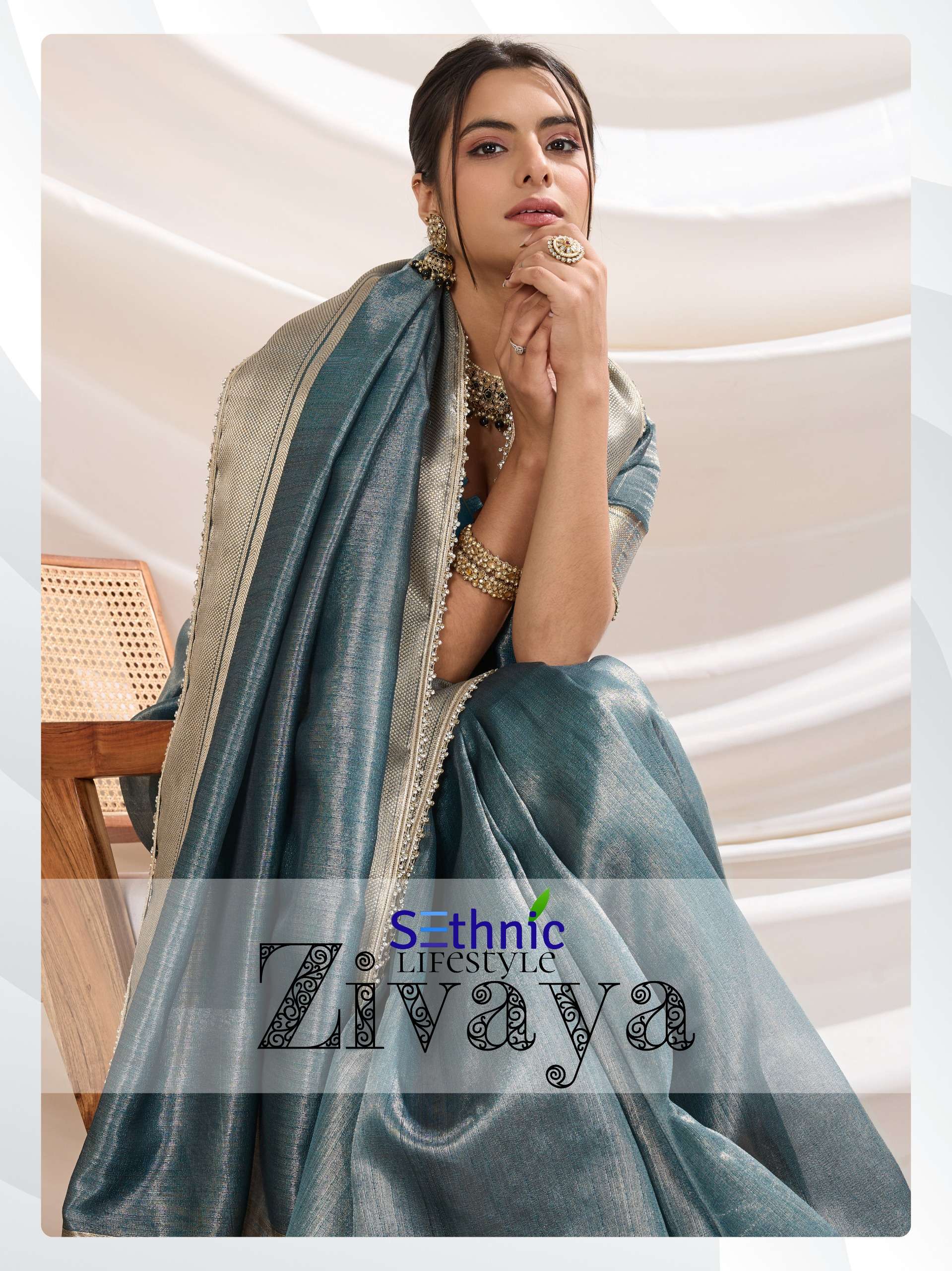 ZIVAYA BY SETHNIC 70001 TO 70006 SERIES TISSUE LINEN WORK SAREES