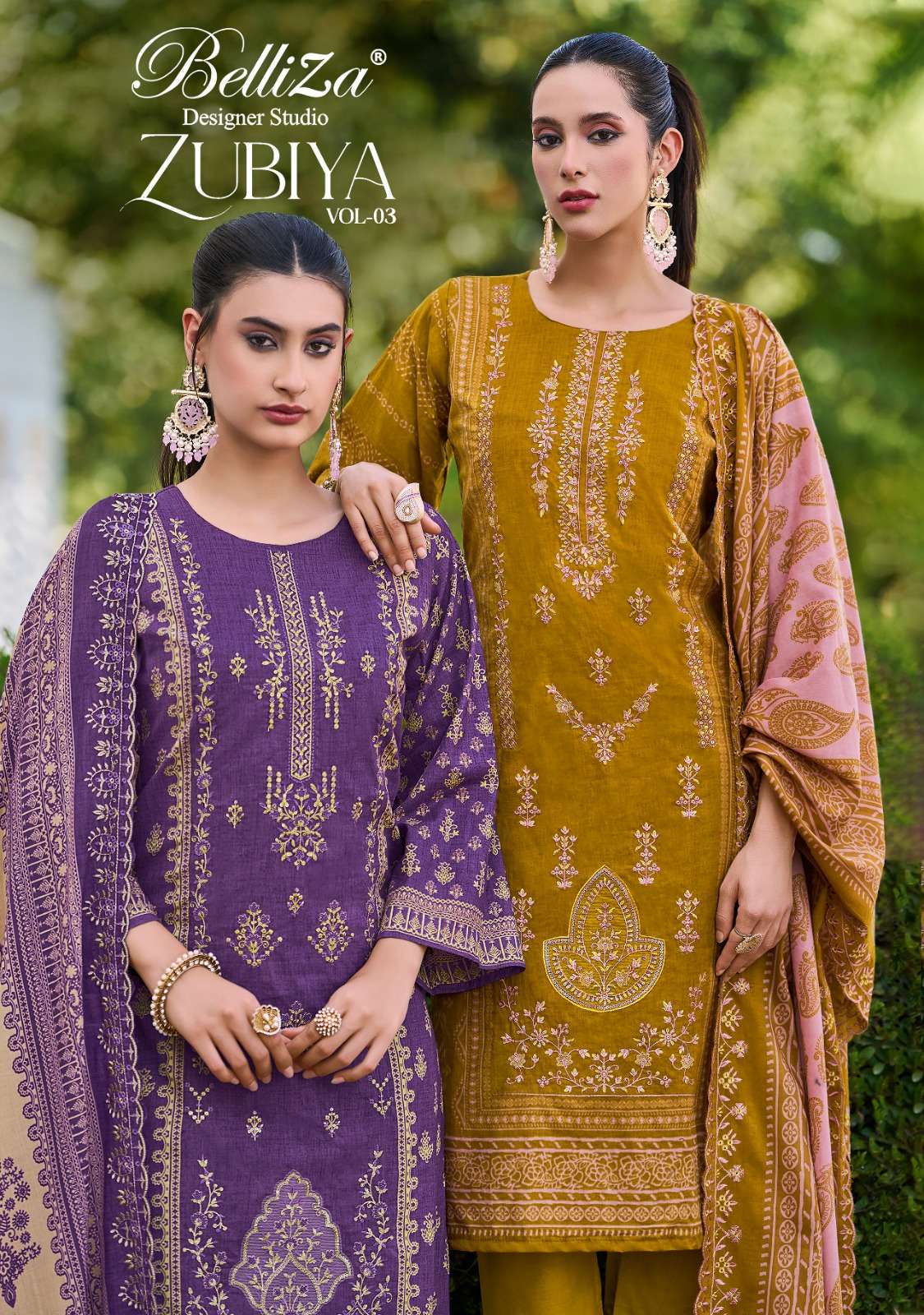 ZUBIYA VOL-3 BY BELLIZA 834-001 TO 834-006 SERIES COTTONE EMBROIDERED DRESSES