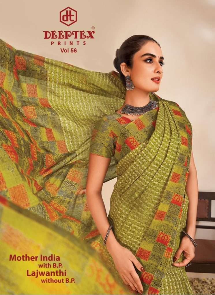 MOTHER INDIA VOL-56 BY DEEPTEX 5601 TO 5630 SERIES COTTON PRINT SAREES
