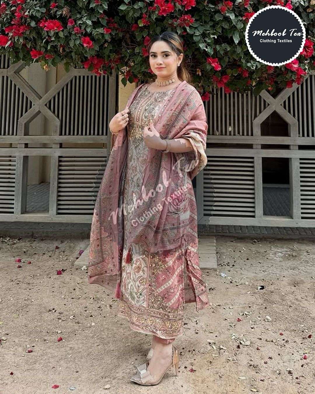 MT-1614 HIT DESIGN BY MEHBOOB TEX VISCOSE MUSLIN WORK PAKISTANI DRESS