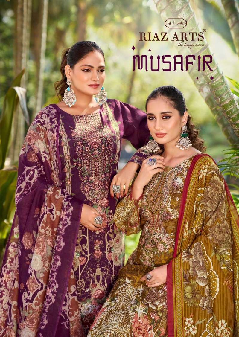 MUSAFIR VOL-24 BY RIAZ ARTS LAWN CAMBRIC PRINT WORK PAKISTANI DRESSES