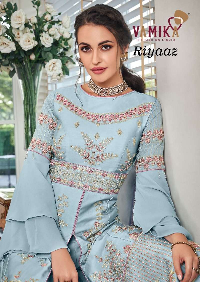 RIYAAZ NX BY VAMIKA 7001 TO 7005 SERIES GEORGETTE HEAVY WORK READYMADE DRESSES
