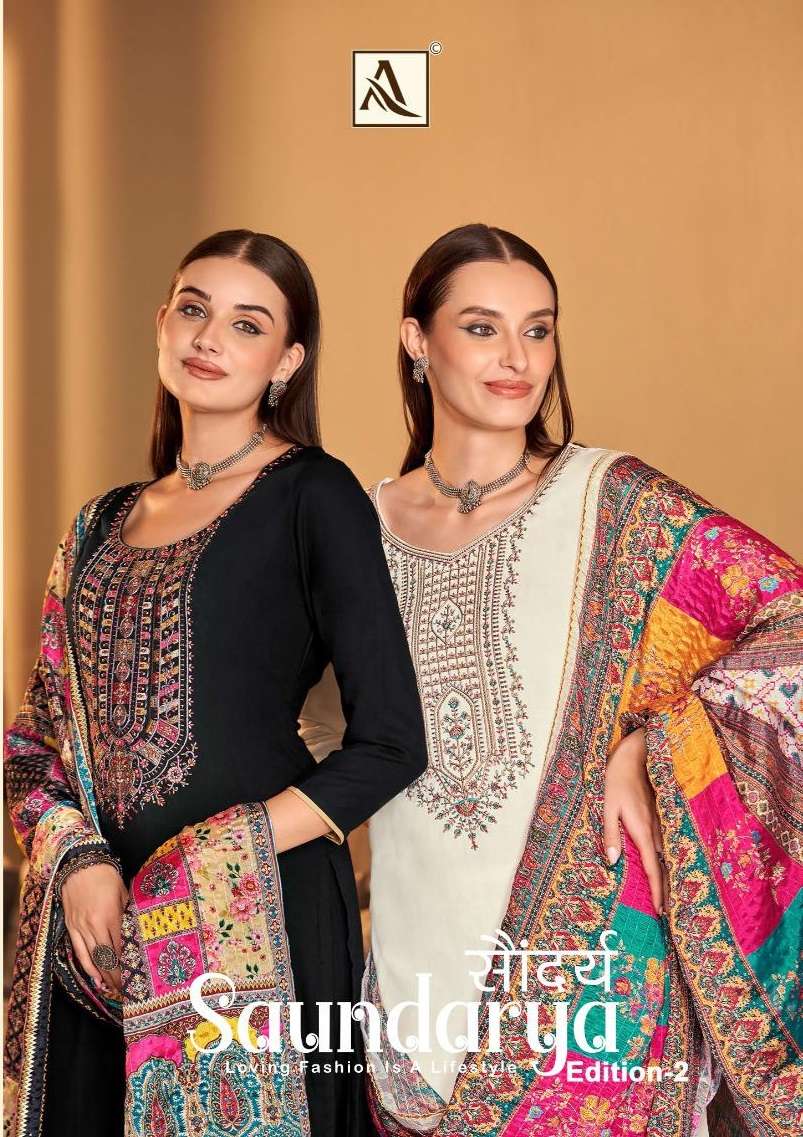 SAUNDARYA VOL-2 BY ALOK SUIT 1583-001 TO 1583-008 SERIES RAYON WORK DRESSES