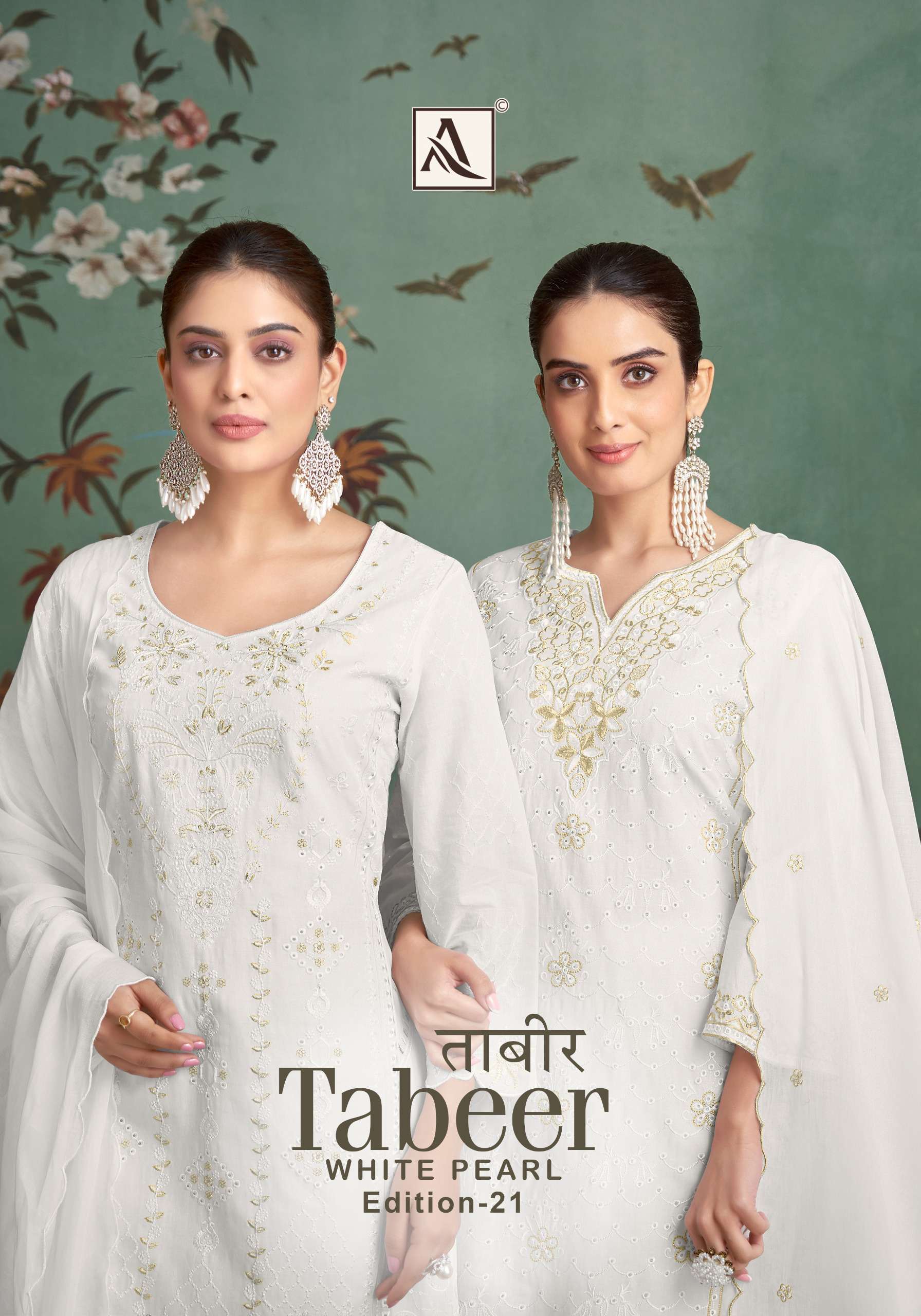 TABEER VOL-21 BY ALOK SUIT 1963-781-01 TO 1963-781-04 SERIES CAMBRIC WORK DRESSES