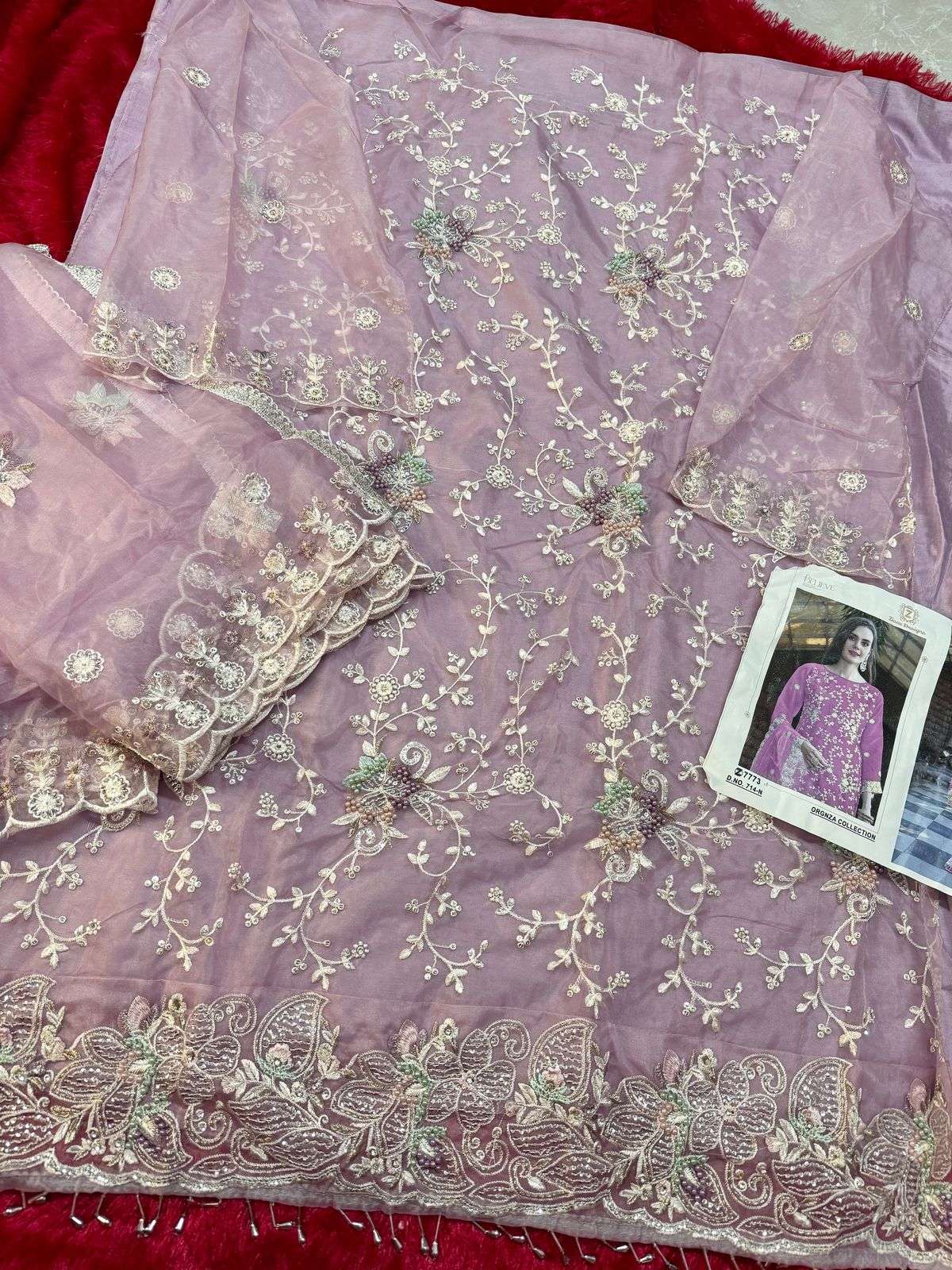 Z-714 COLOURS BY ZIAAZ DESIGNS ORGANZA EMBROIDERED PAKISTANI DRESSES