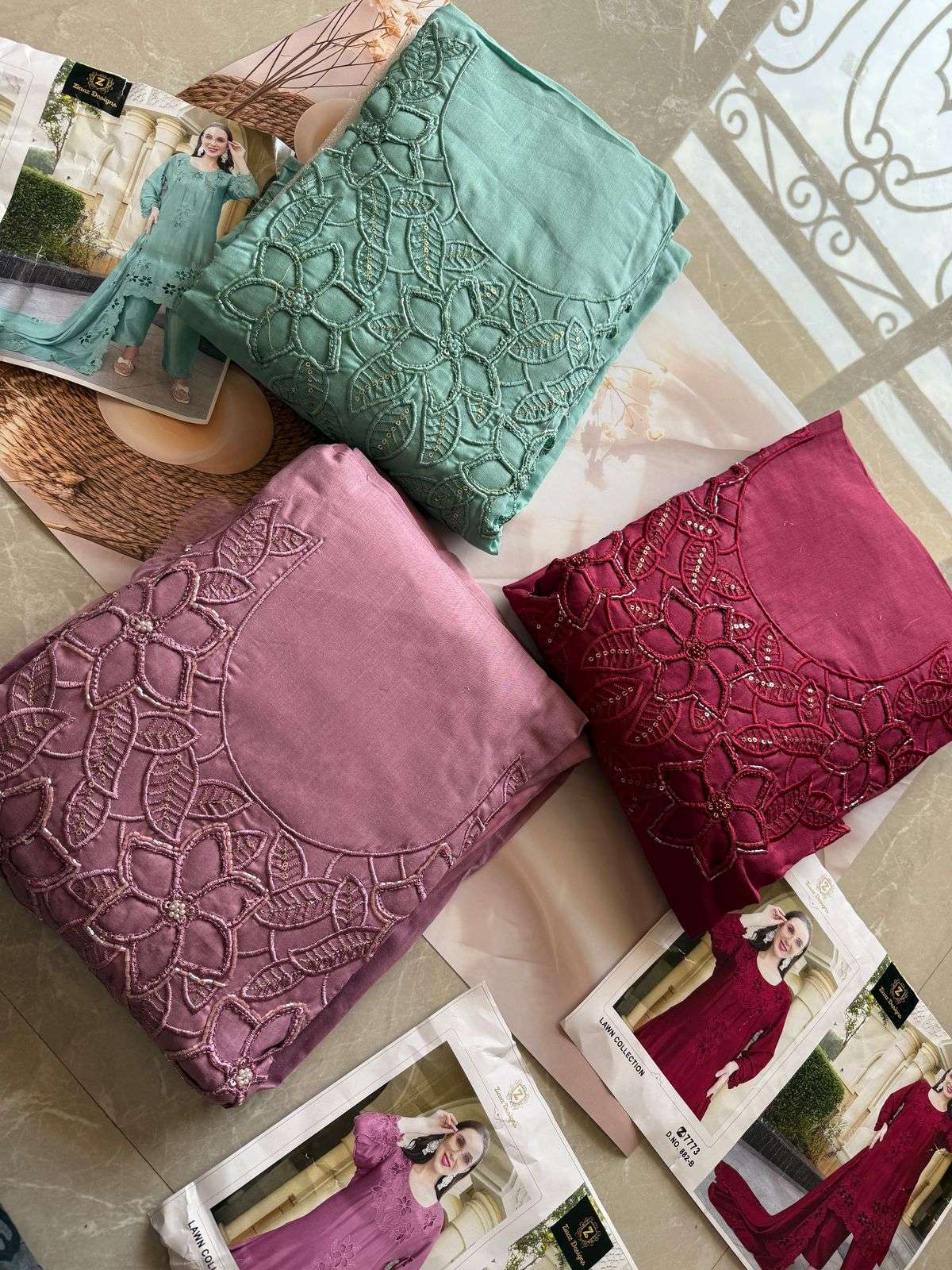 Z-882 COLOURS BY ZIAAZ DESIGNS COTTON EMBROIDERED PAKISTANI DRESSES