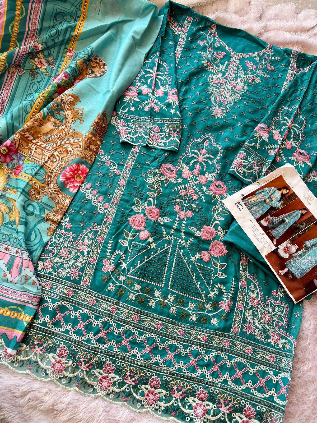 Z-895 BY ZIAAZ DESIGNS CAMBRIC COTTON EMBROIDERY WORK PAKISTANI DRESS