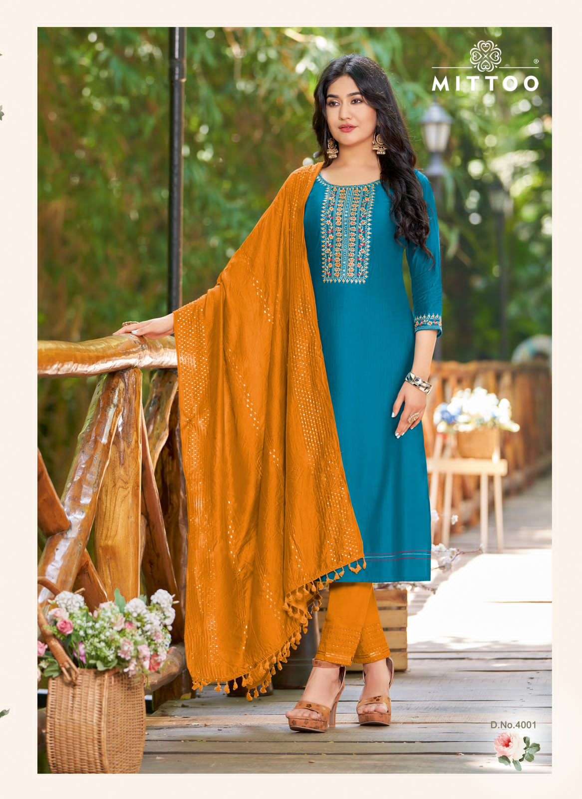 RISHTA BY MITTOO 4001 TO 4006 SERIES RAYON EMBROIDERY WORK READYMADE DRESSES