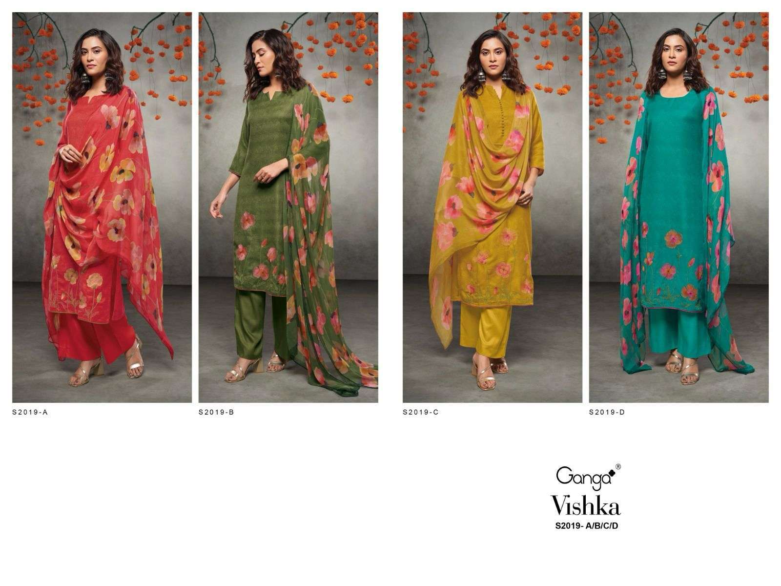 VISHKA BY GANGA FASHIONS 2019 A TO 2019 D SERIES PASHMINA PRINT