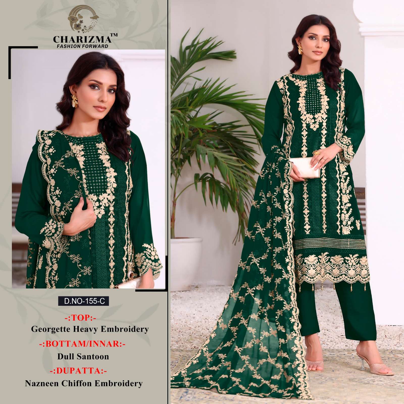 CHARIZMA 155 COLOURS BY AQSAWHOLESALE GEORGETTE EMBROIDERY PAKISTANI DRESSES