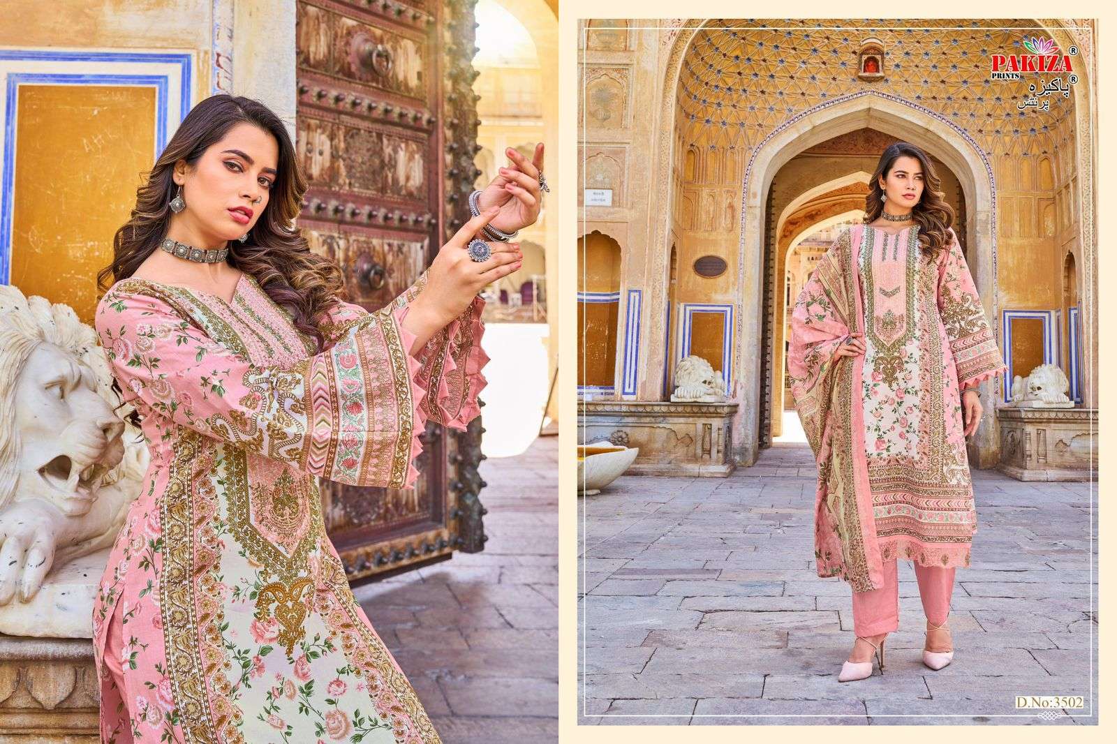 RAMSHA VOL 35 BY PAKIZA PRINTS 3501 TO 3510 SERIES COTTON PRINT WORK PAKISTANI DRESSES
