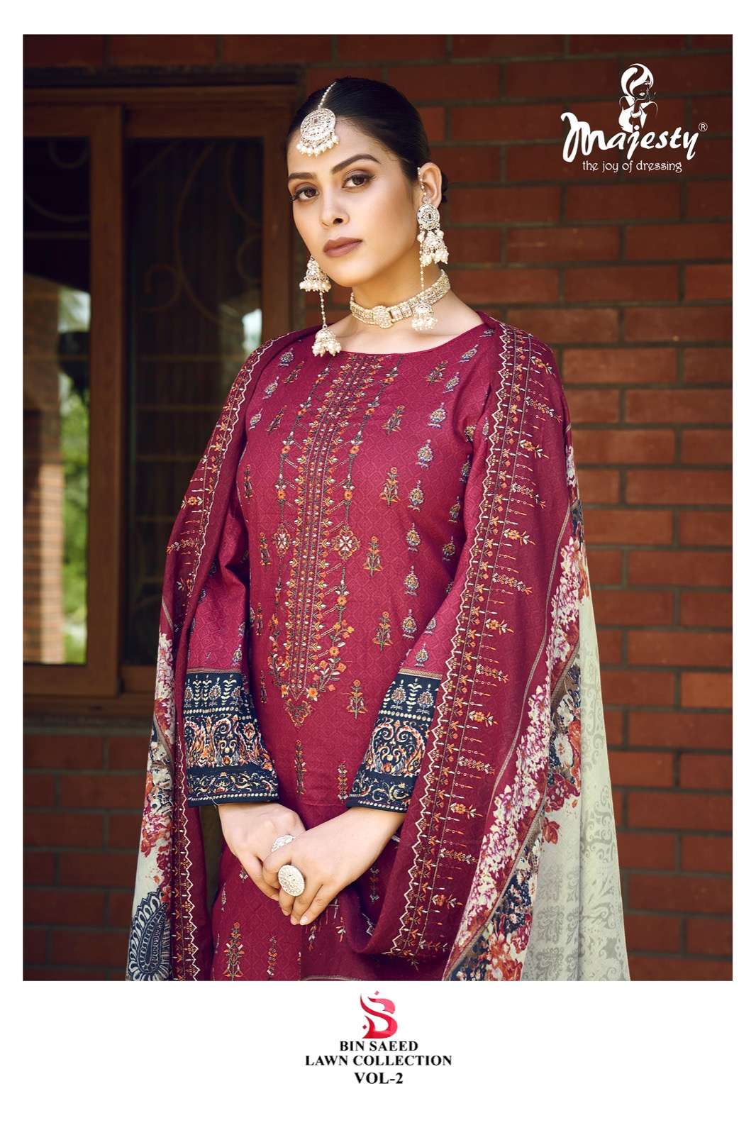BIN SAEED LAWN VOL-2 BY MAJESTY 2001 TO 2004 SERIES PURE COTTON EMBROIDERY PAKISTANI DRESSES